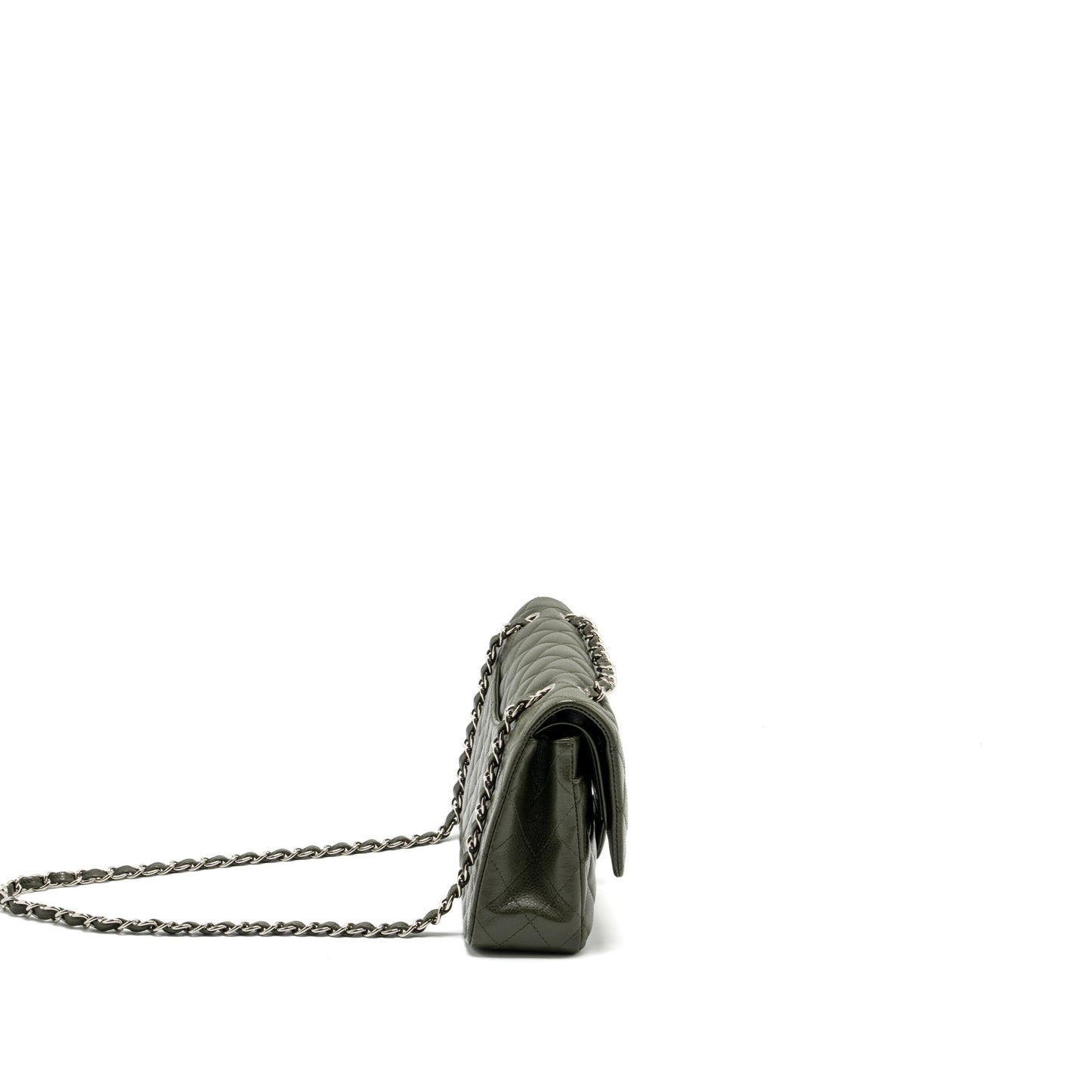 Chanel Medium Classic Double Flap Bag Caviar Olive Green