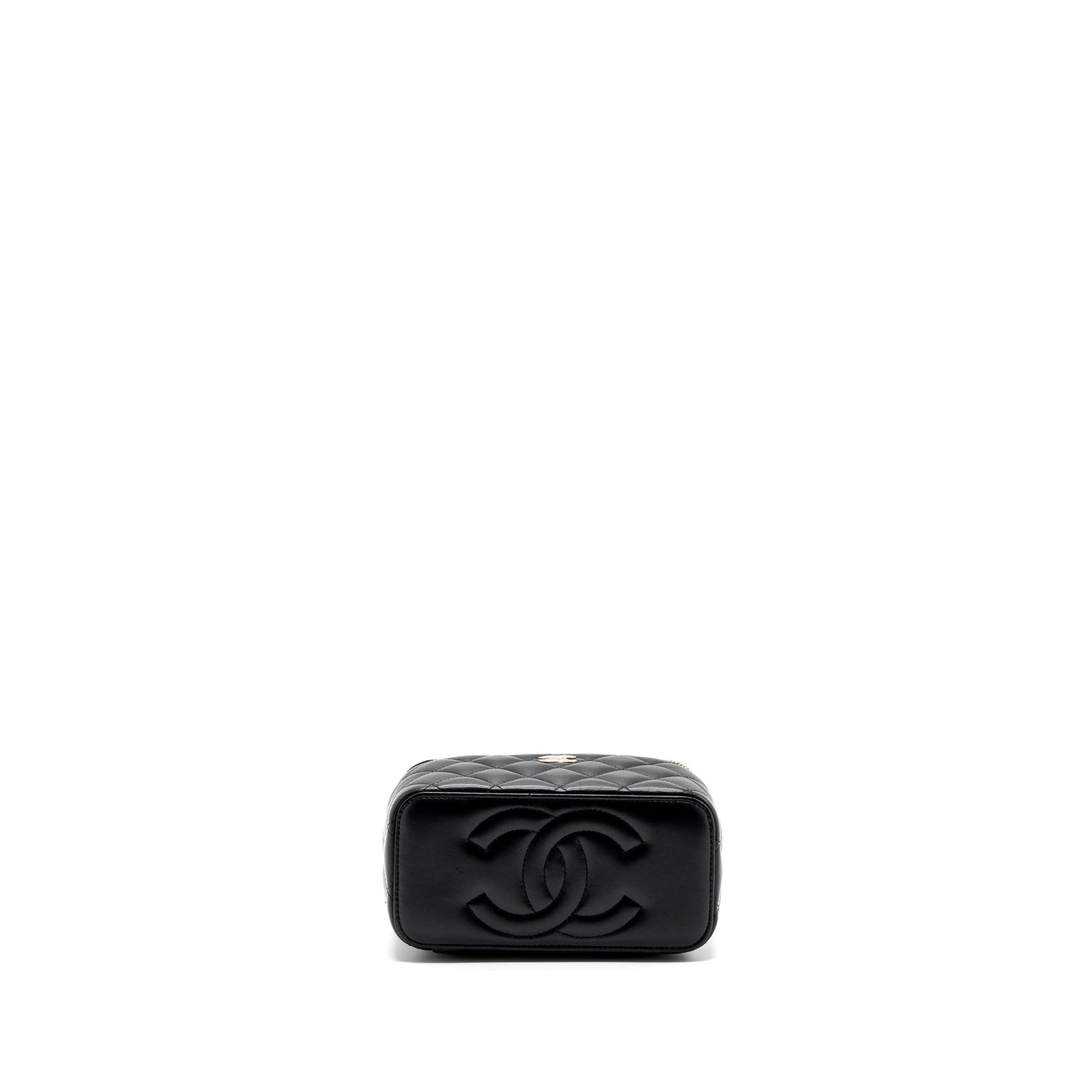 Chanel top handle long vanity with chain lambskin black L (microchip)
