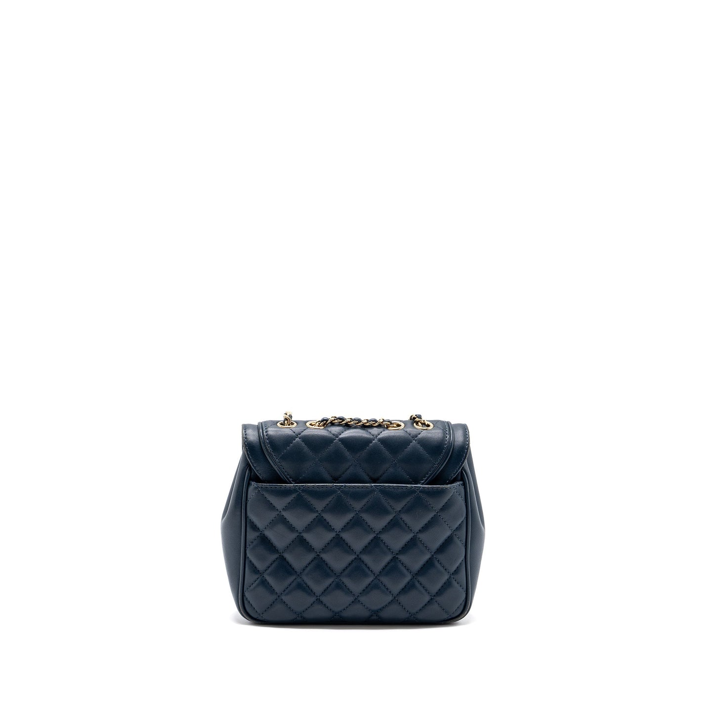 Chanel Quilted Flap Crossbody Bag Lambskin Dark Blue L
