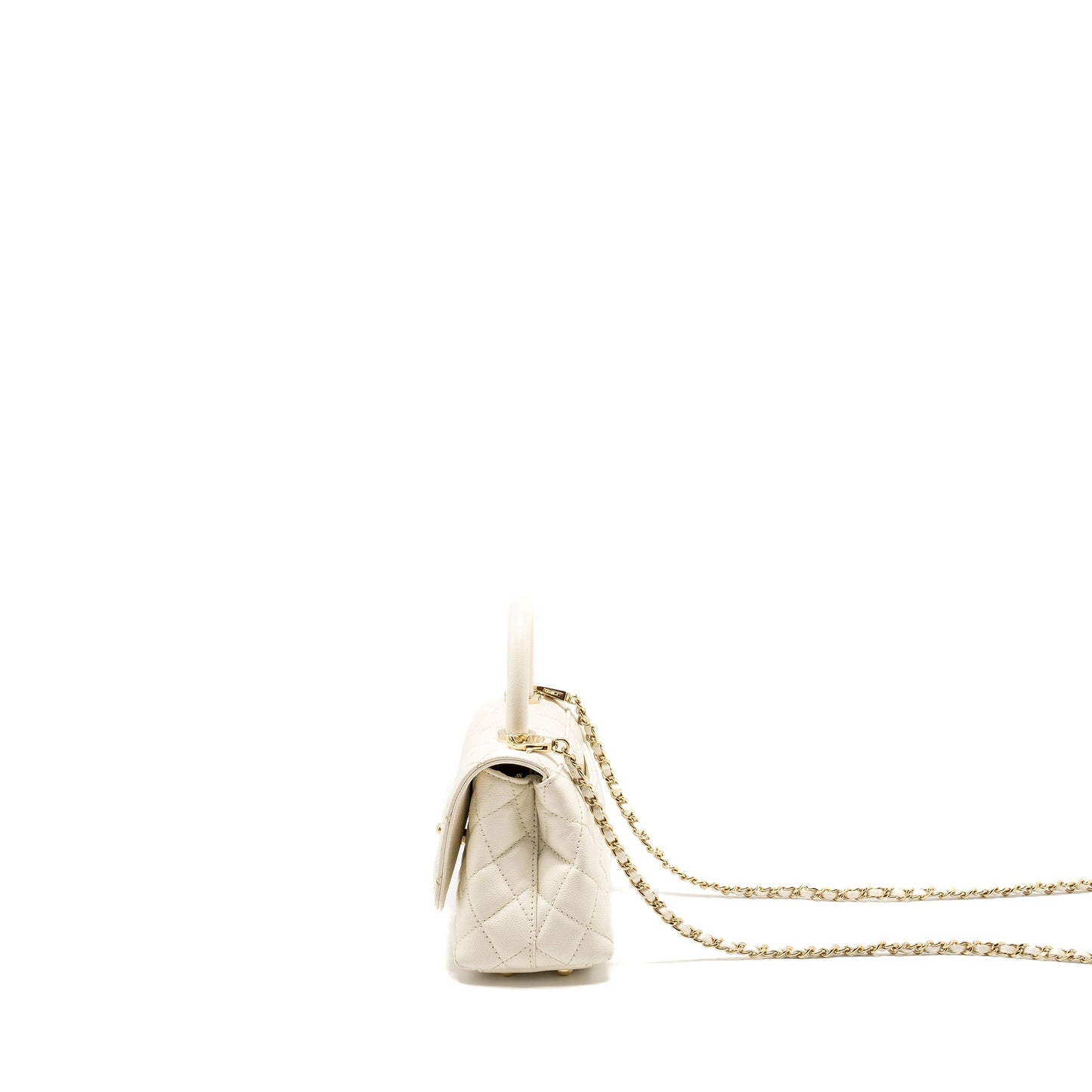 Chanel Mini Coco Handle Caviar White L (Microchip)