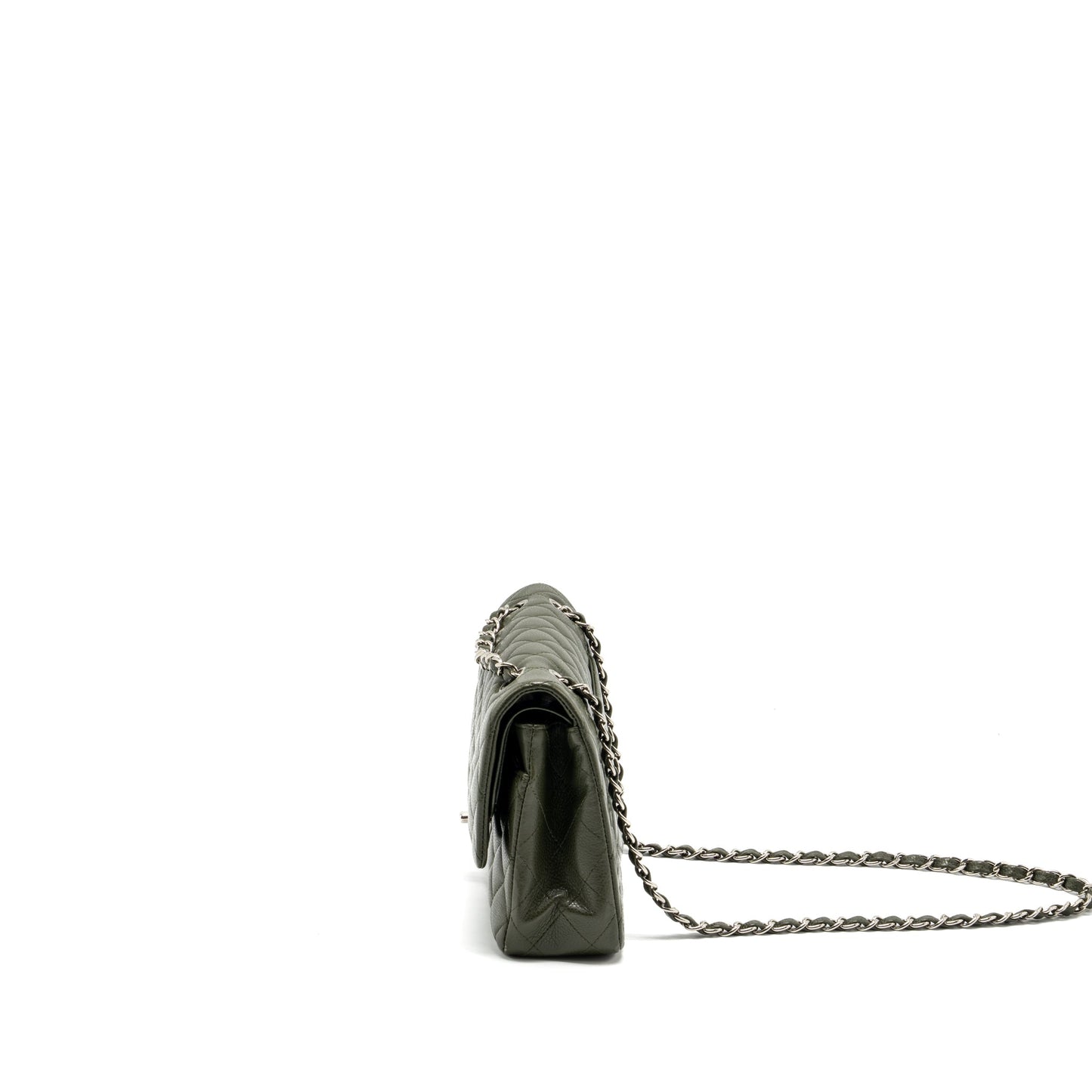 Chanel Medium Classic Double Flap Bag Caviar Olive Green