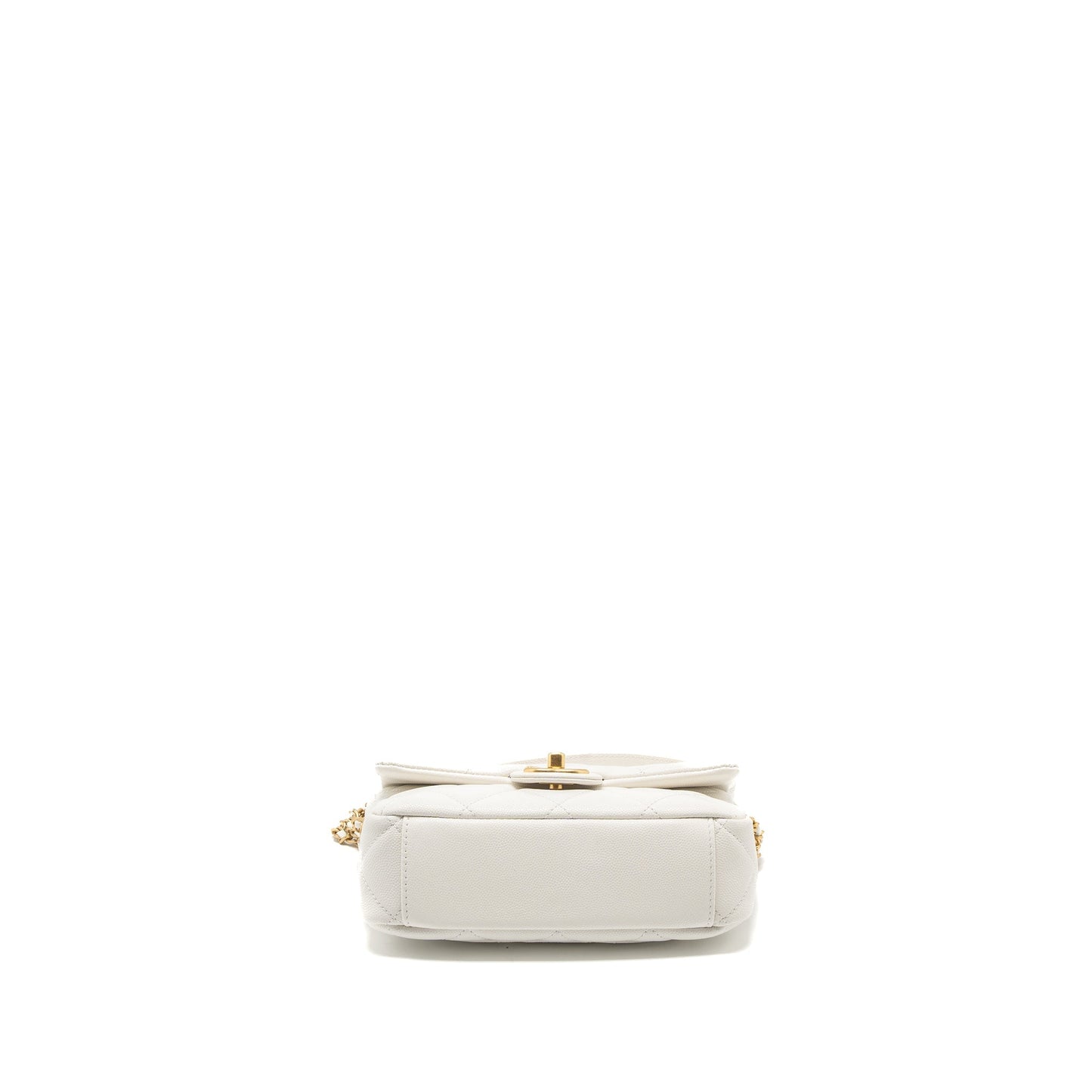 Chanel 22A Small Flap Bag Button on Chain Caviar White Brushed  (Microchip)