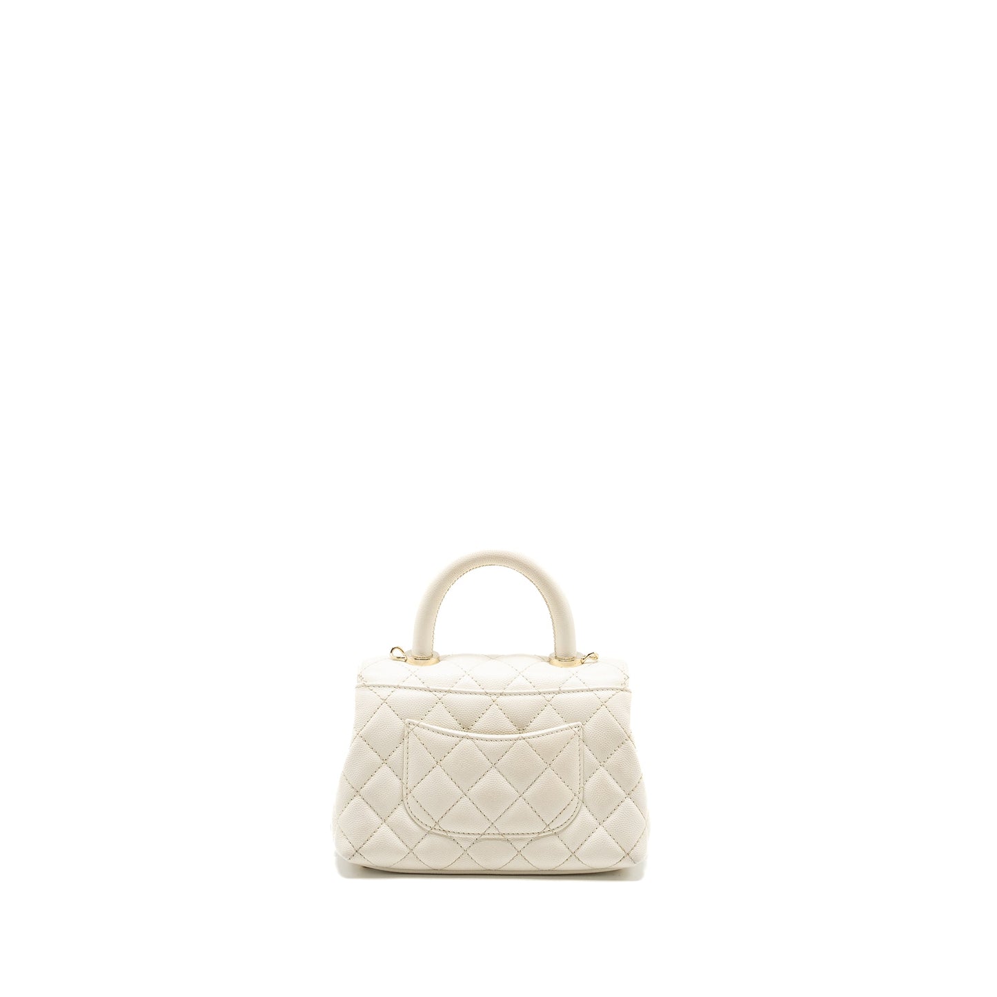 Chanel Mini Coco Handle Caviar White L (Microchip)