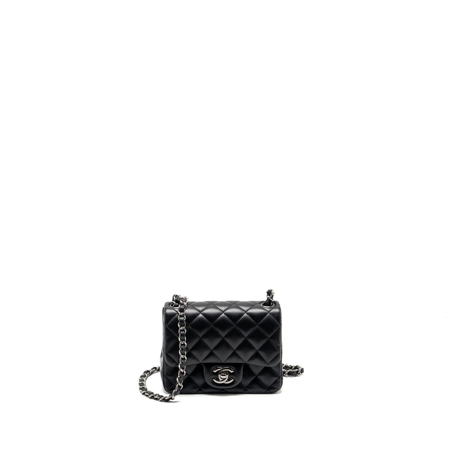 Chanel mini square Flap bag lambskin black
