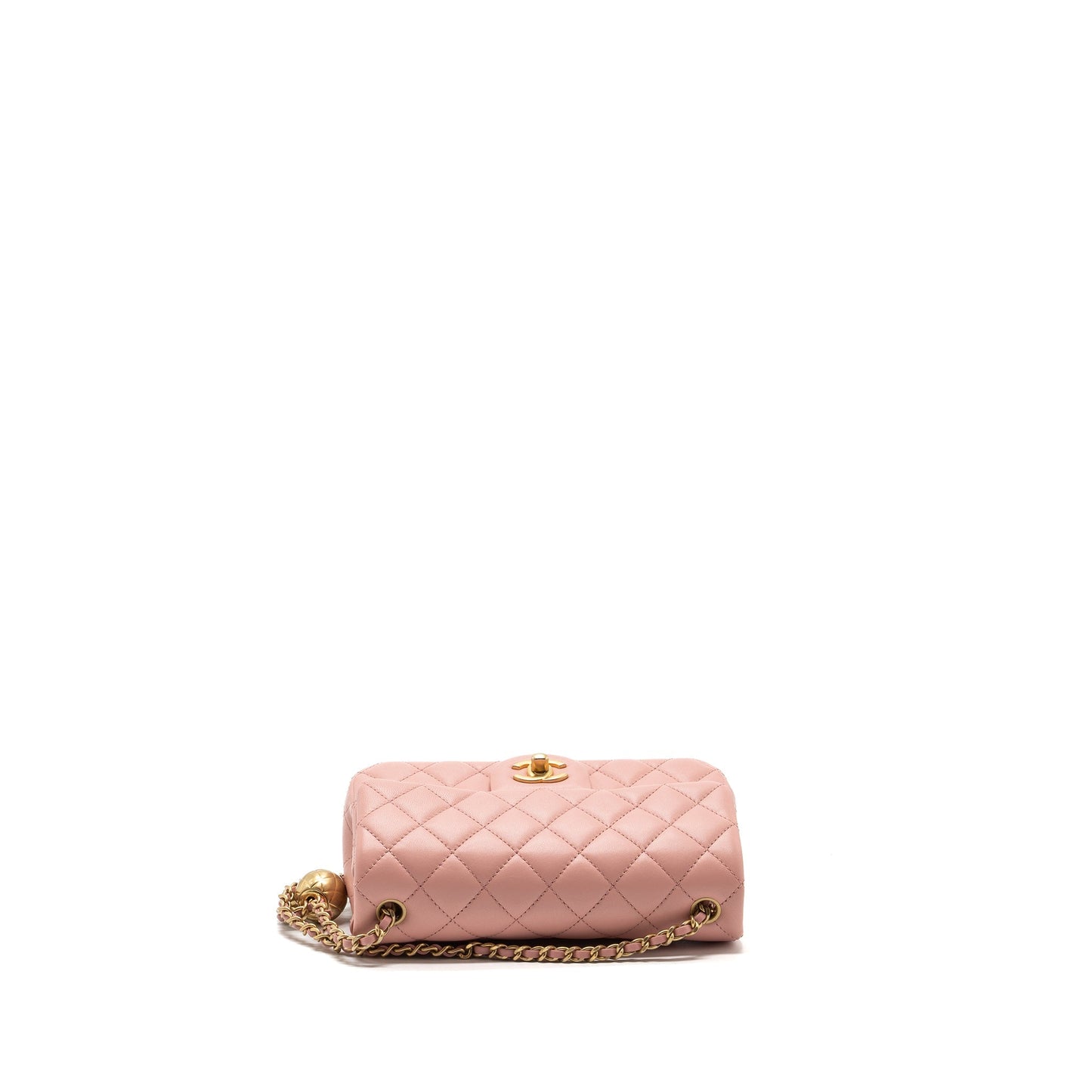 Chanel Pearl Crush mini Rectangular flap bag lambskin pink  (Microchip)