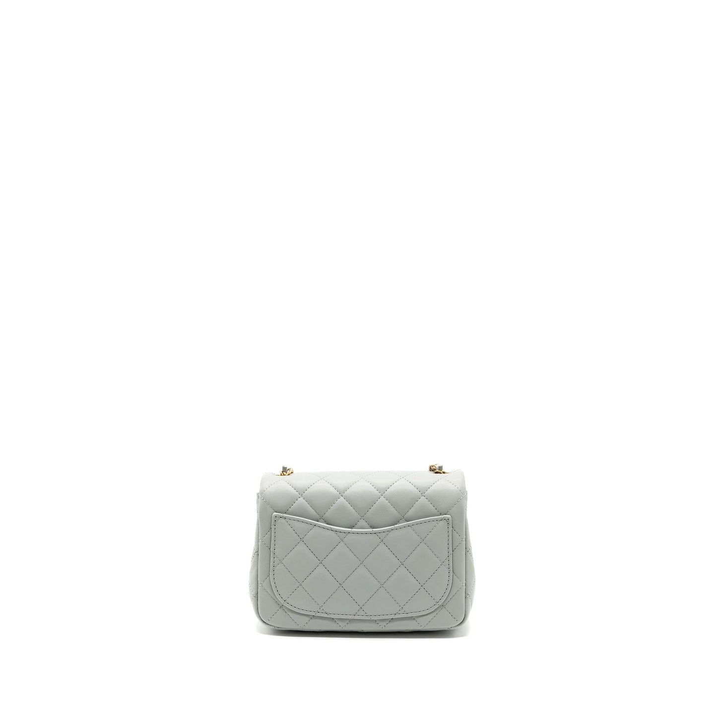 Chanel 23C pearl crush mini square flap bag lambskin grey  (microchip)