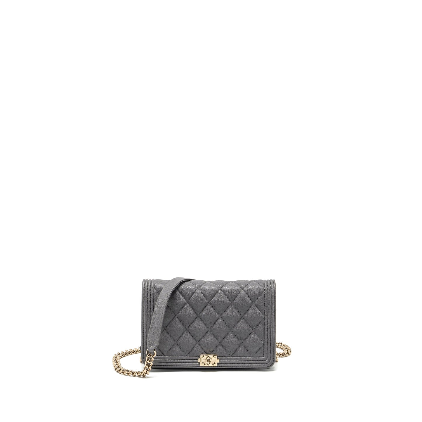 Chanel Boy Wallet on Chain caviar grey L