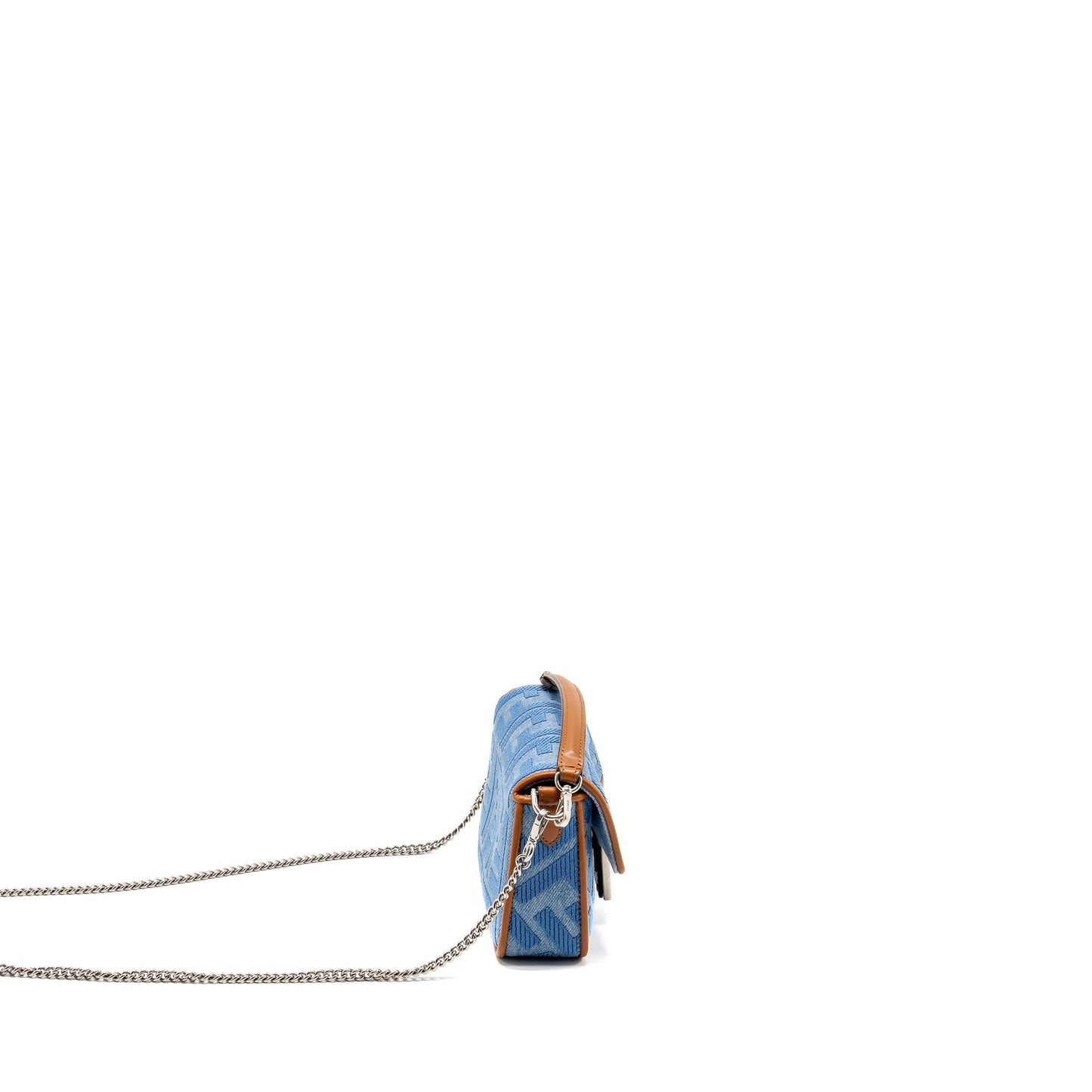 Fendi Mini Baguette Denim Light Blue Embroidery