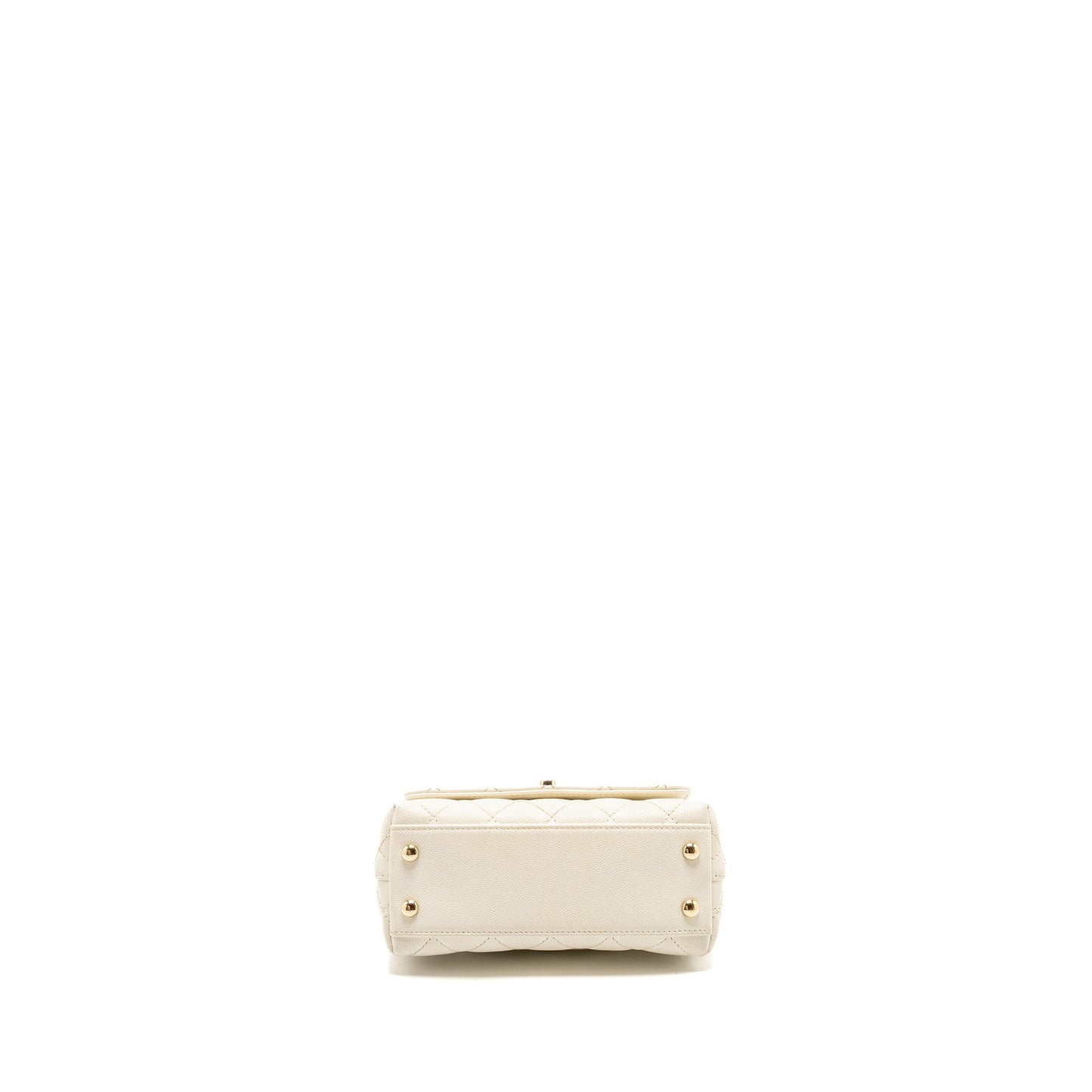Chanel Mini Coco Handle Caviar White L (Microchip)