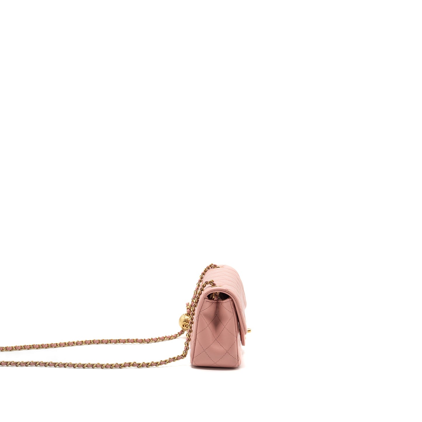Chanel Pearl Crush mini Rectangular flap bag lambskin pink  (Microchip)