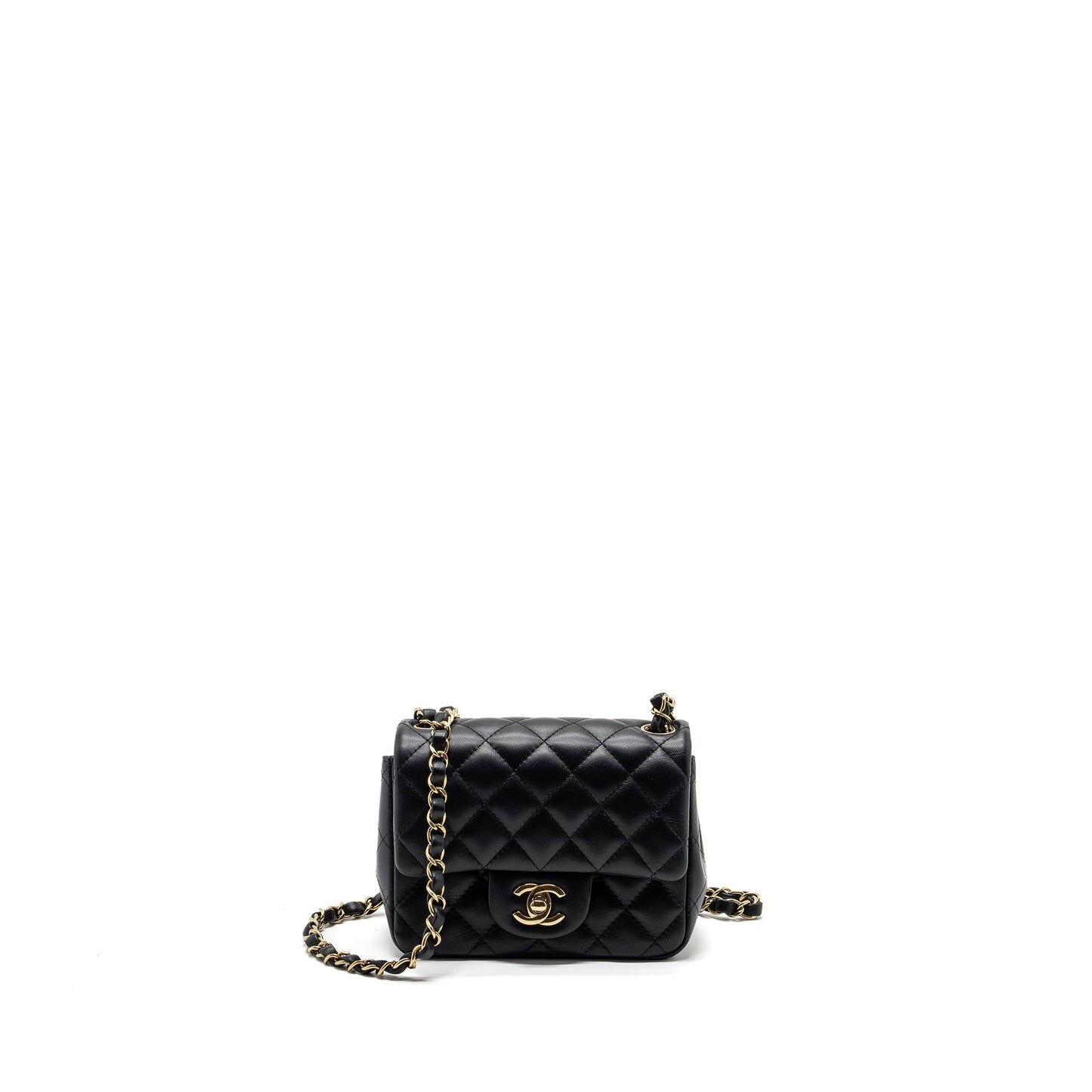 Chanel Mini Square Flap Bag Lambskin Black  (Microchip)