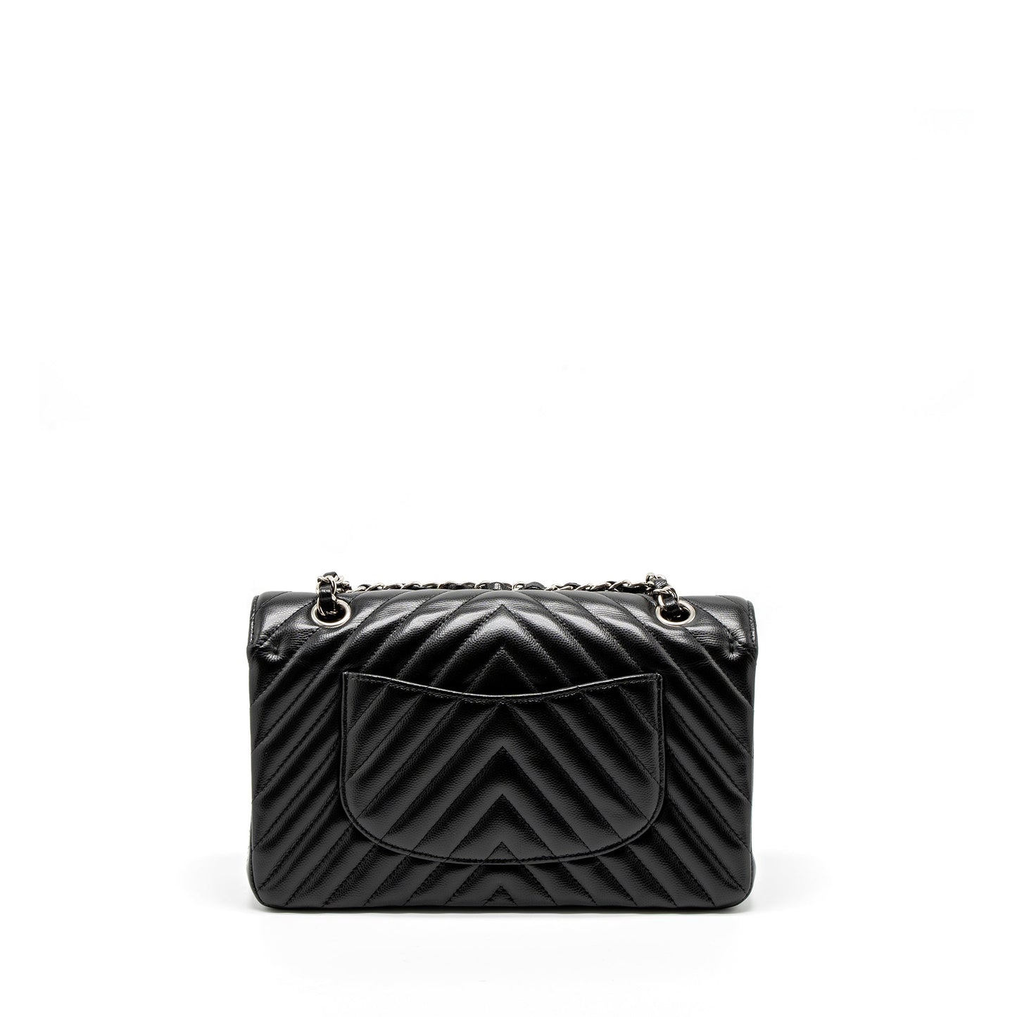 Chanel Medium Classic Double Flap Bag Chevron Caviar Black