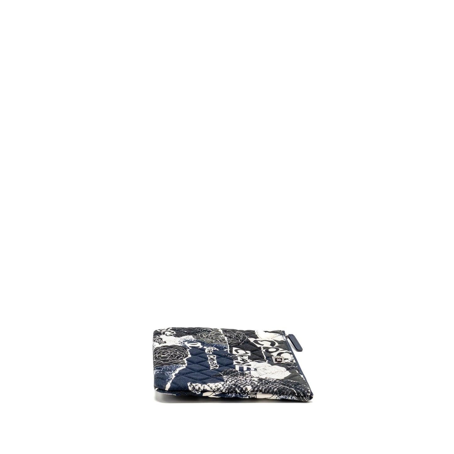 Chanel Coco Printed Medium 2.55 Reissue O-Case Pouch Fabric Black/White Ruthenium