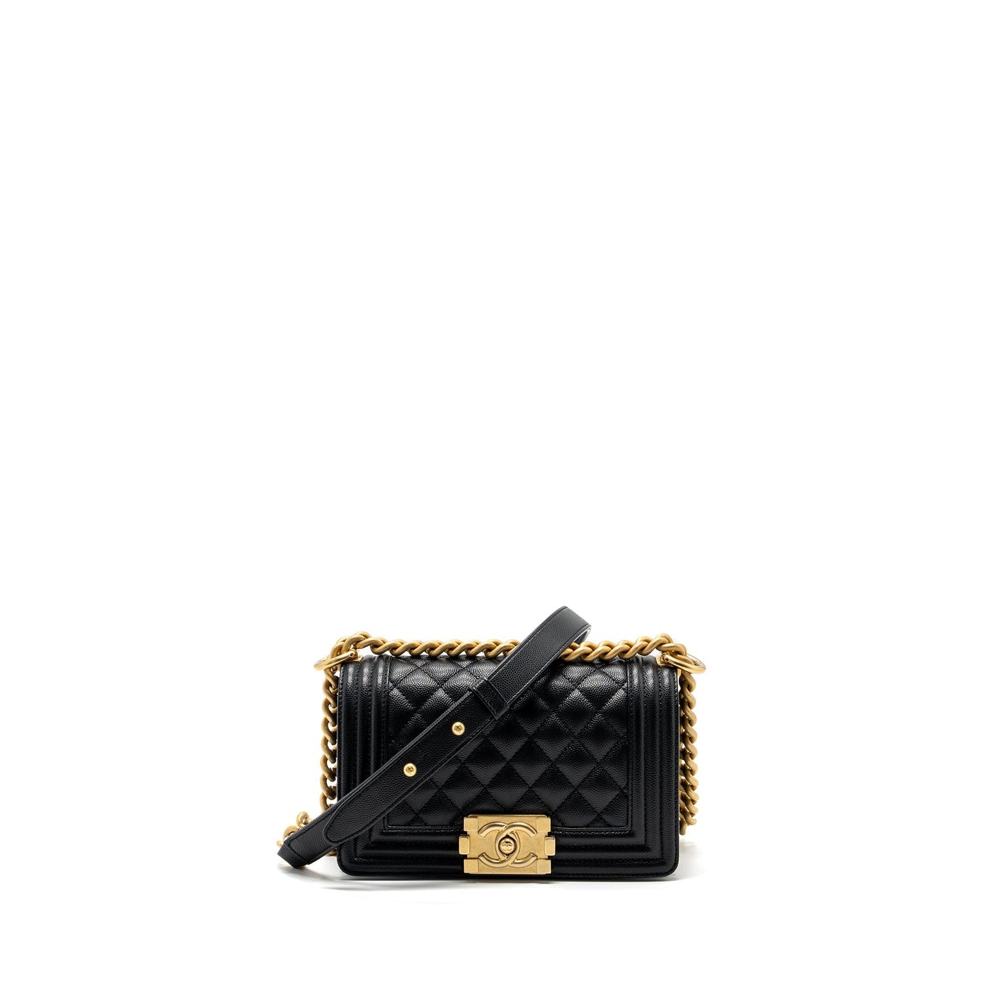 Chanel Small Boy Bag Caviar Black  (Microchip)