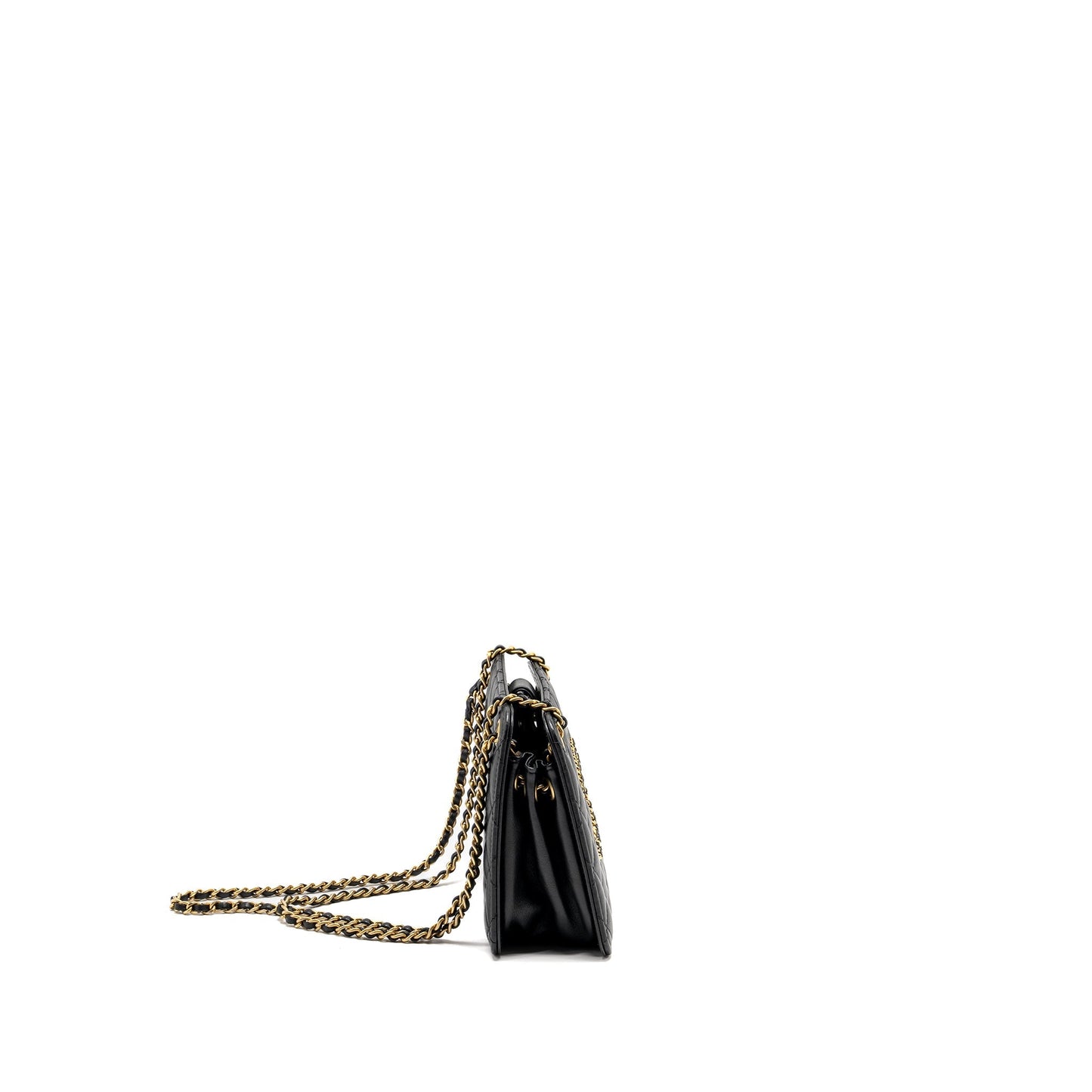 CHANEL Giant CC Logo Mini Tote Bag Lambskin Black