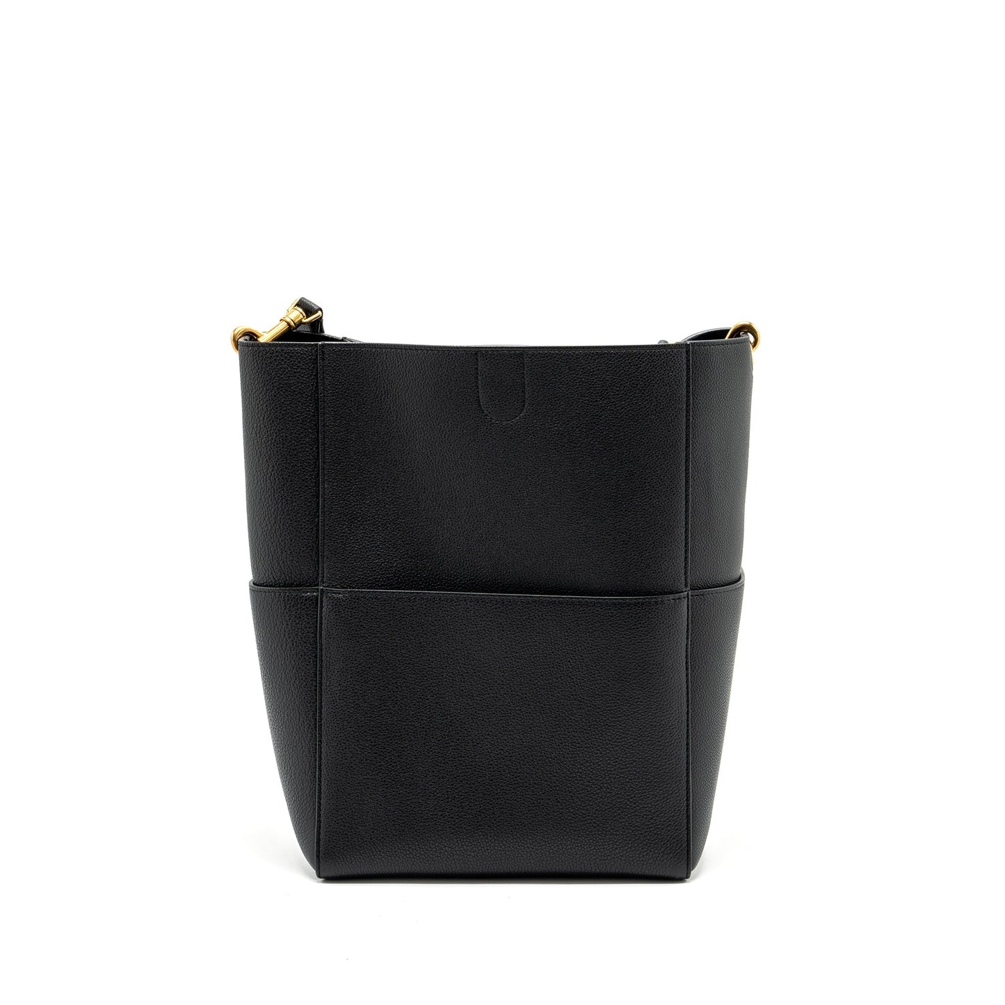 Celine Sangle Bucket Purse Grained Calfskin Black