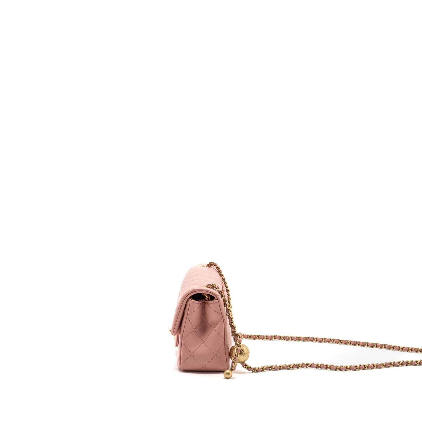 Chanel Pearl Crush mini Rectangular flap bag lambskin pink  (Microchip)