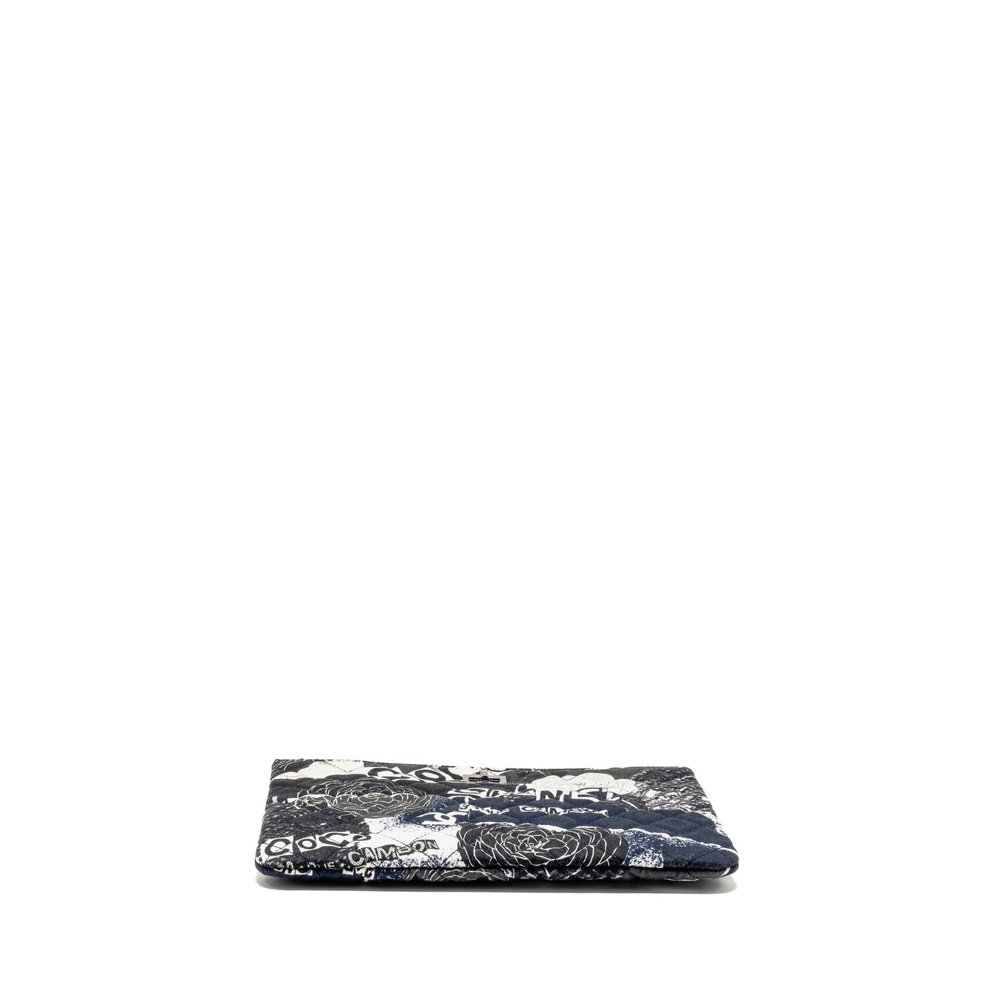 Chanel Coco Printed Medium 2.55 Reissue O-Case Pouch Fabric Black/White Ruthenium