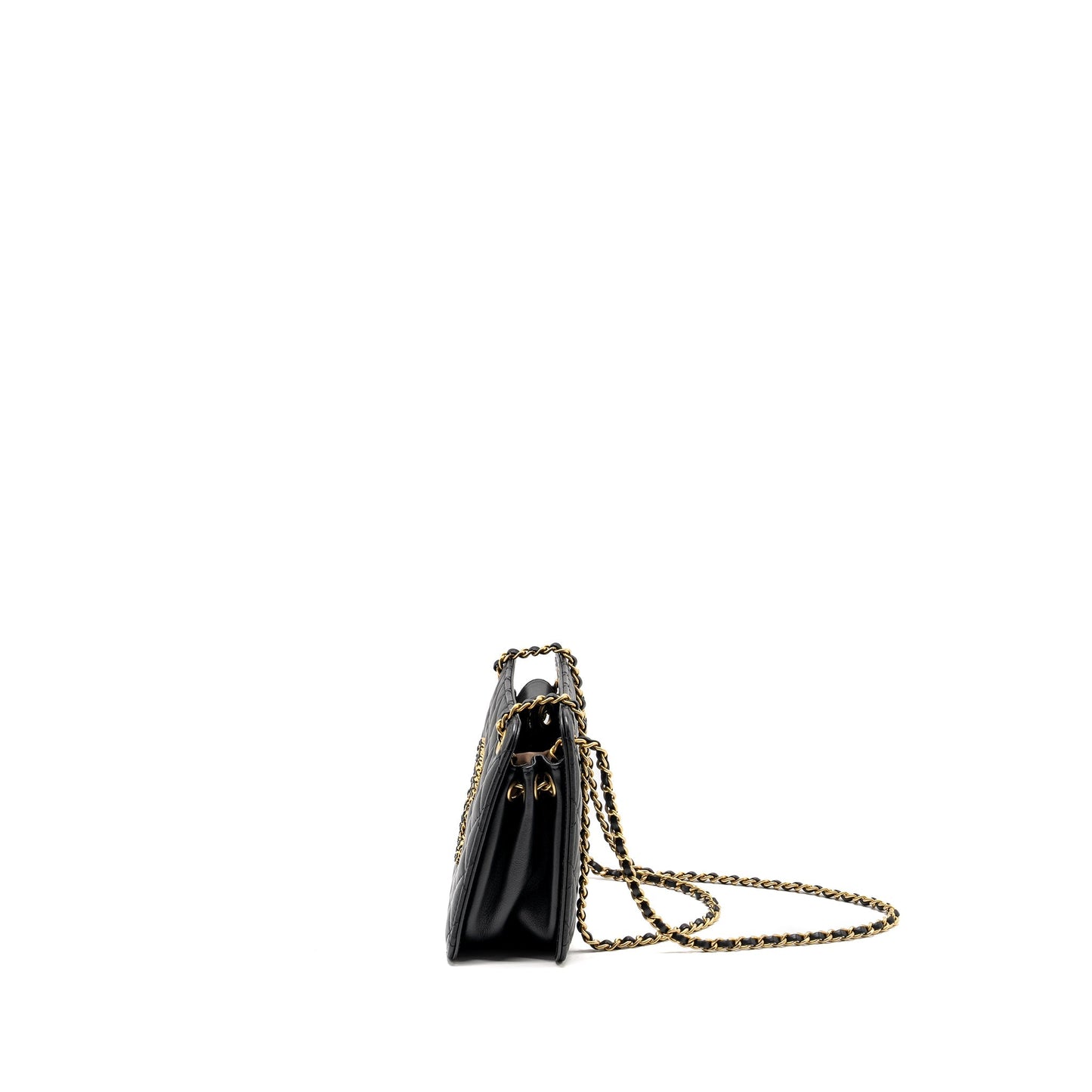 CHANEL Giant CC Logo Mini Tote Bag Lambskin Black