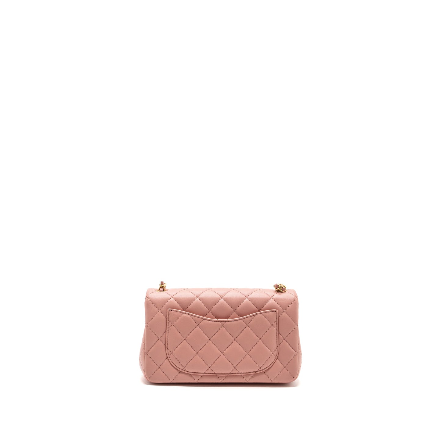 Chanel Pearl Crush mini Rectangular flap bag lambskin pink  (Microchip)