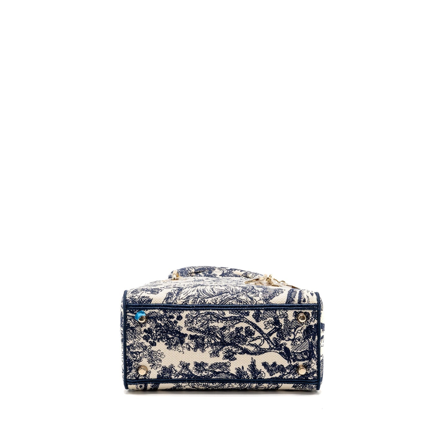 Dior Medium Lady D-Lite Purse Toile de Jouy Embroidery Blue