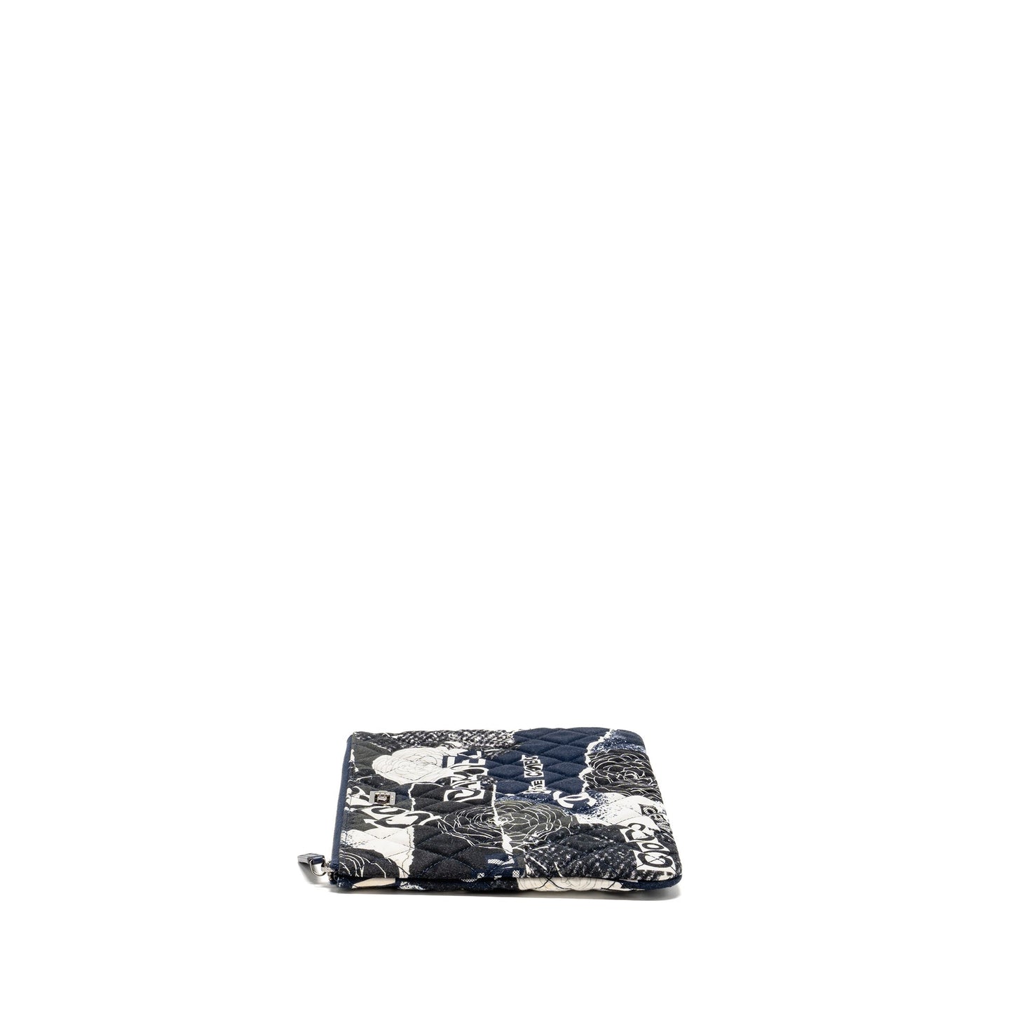 Chanel Coco Printed Medium 2.55 Reissue O-Case Pouch Fabric Black/White Ruthenium