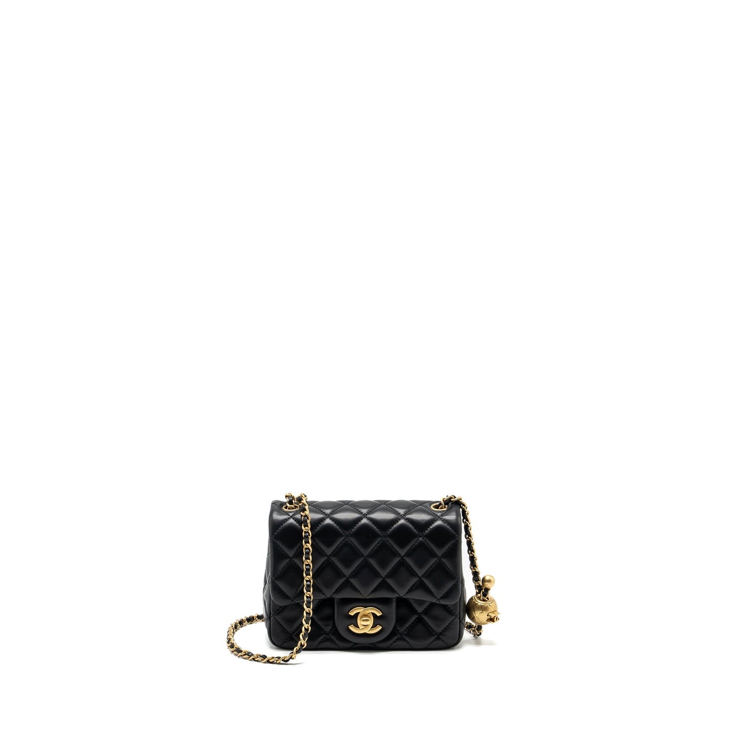 Chanel Pearl Crush Mini Square Lambskin Black  (Microchip)
