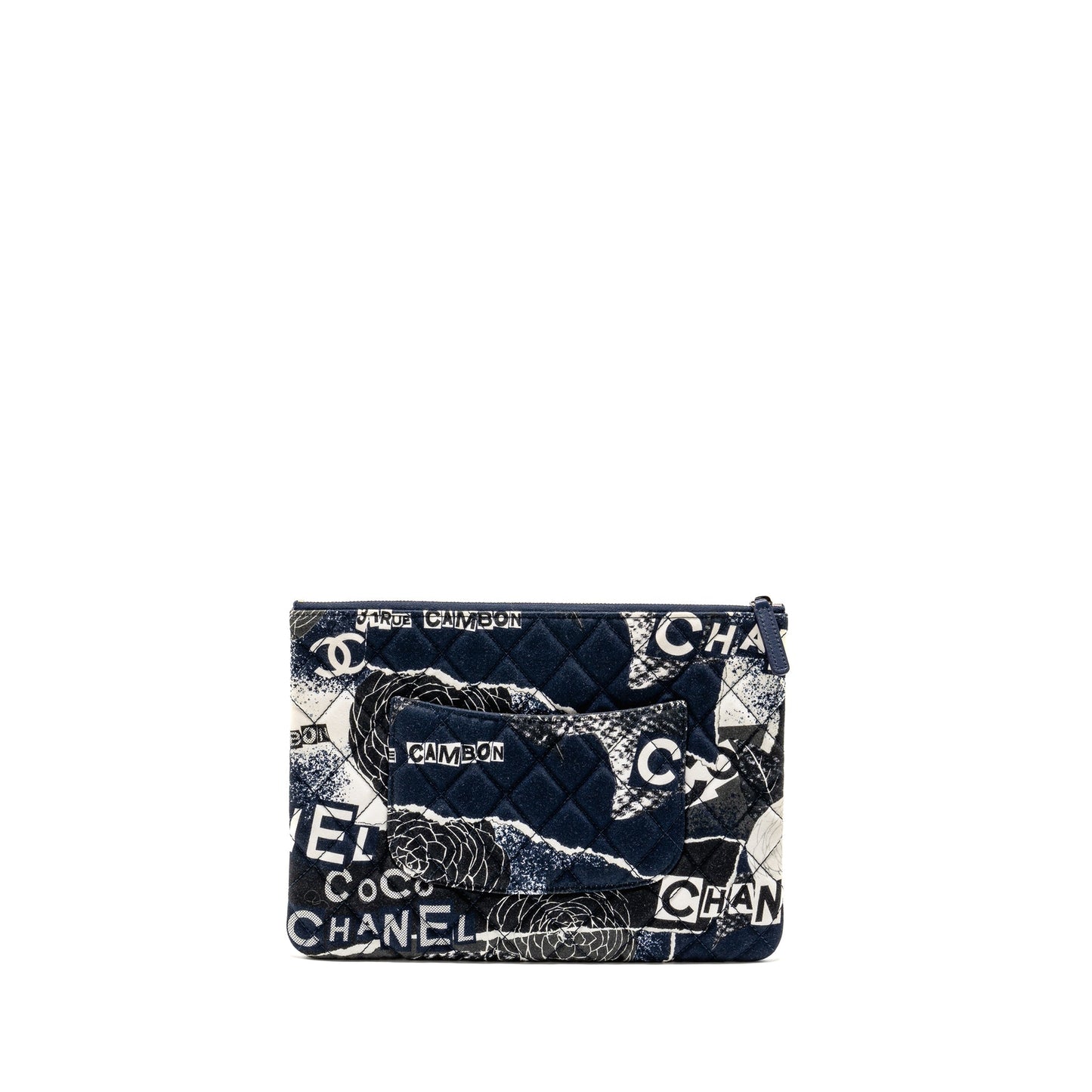 Chanel Coco Printed Medium 2.55 Reissue O-Case Pouch Fabric Black/White Ruthenium