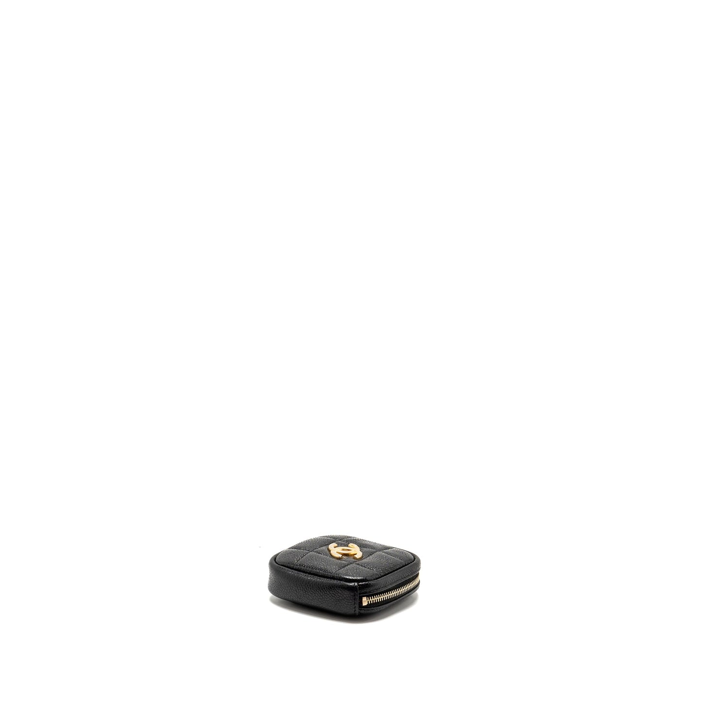 Chanel Quilted Diamond Zipper Coin Purse Caviar Black