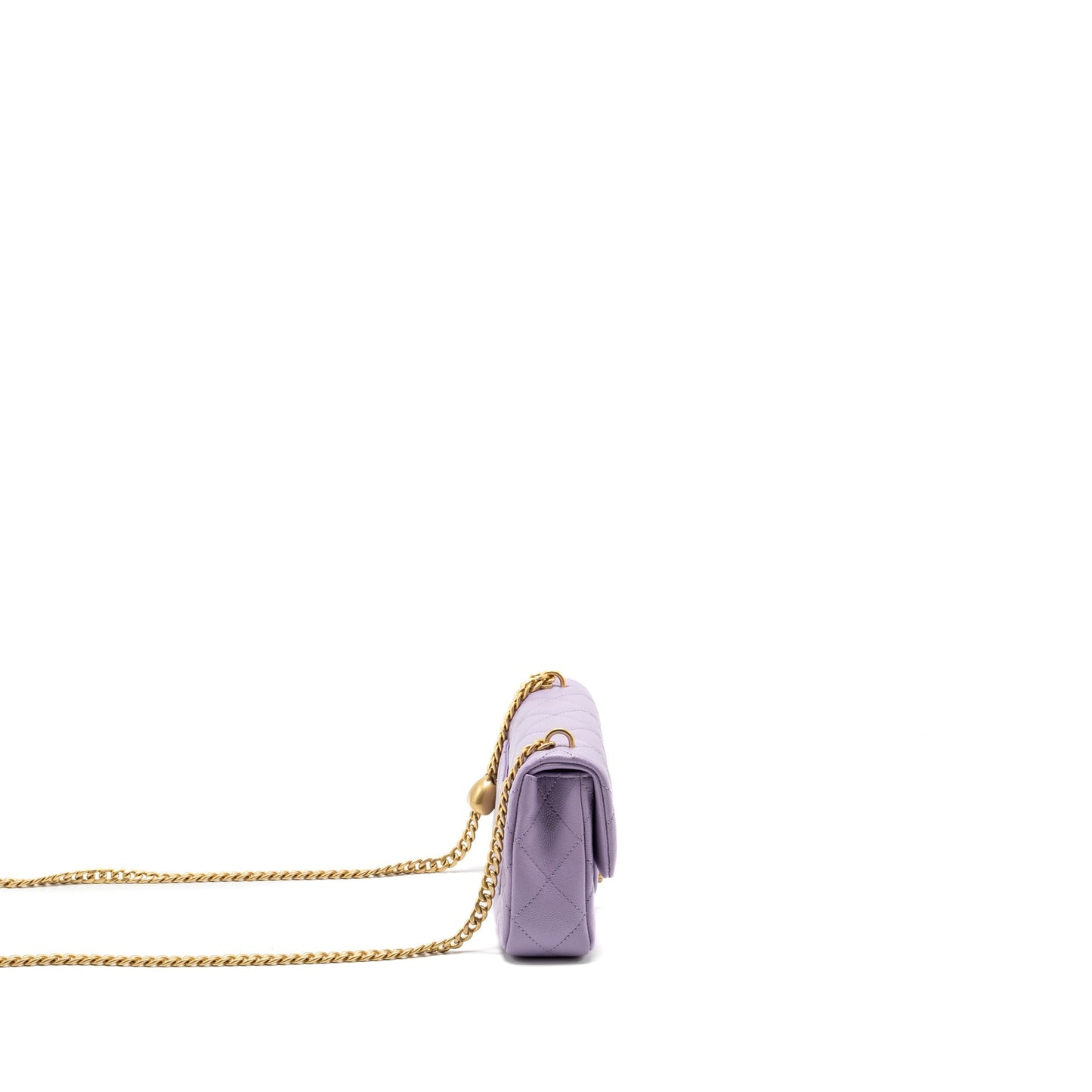 Chanel 24p Coco Love Mini Flap Bag Adjustable Chains Caviar Light Purple  (Microchip)