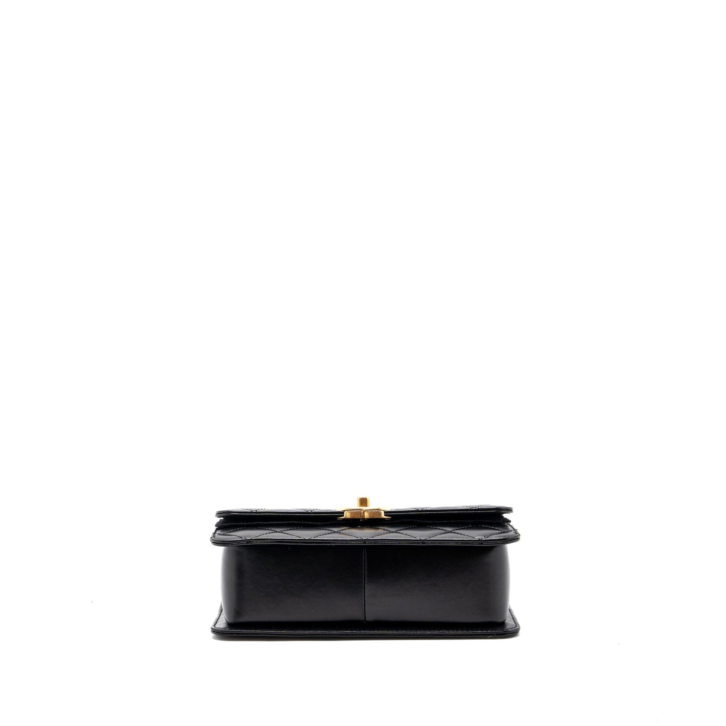 Chanel 24C gold crush flap bag calfskin black  (microchip)