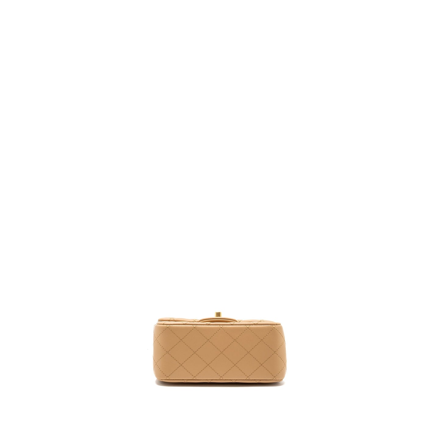 Chanel 23K Pearl Crush mini square Flap bag lambskin beige  (Microchip)