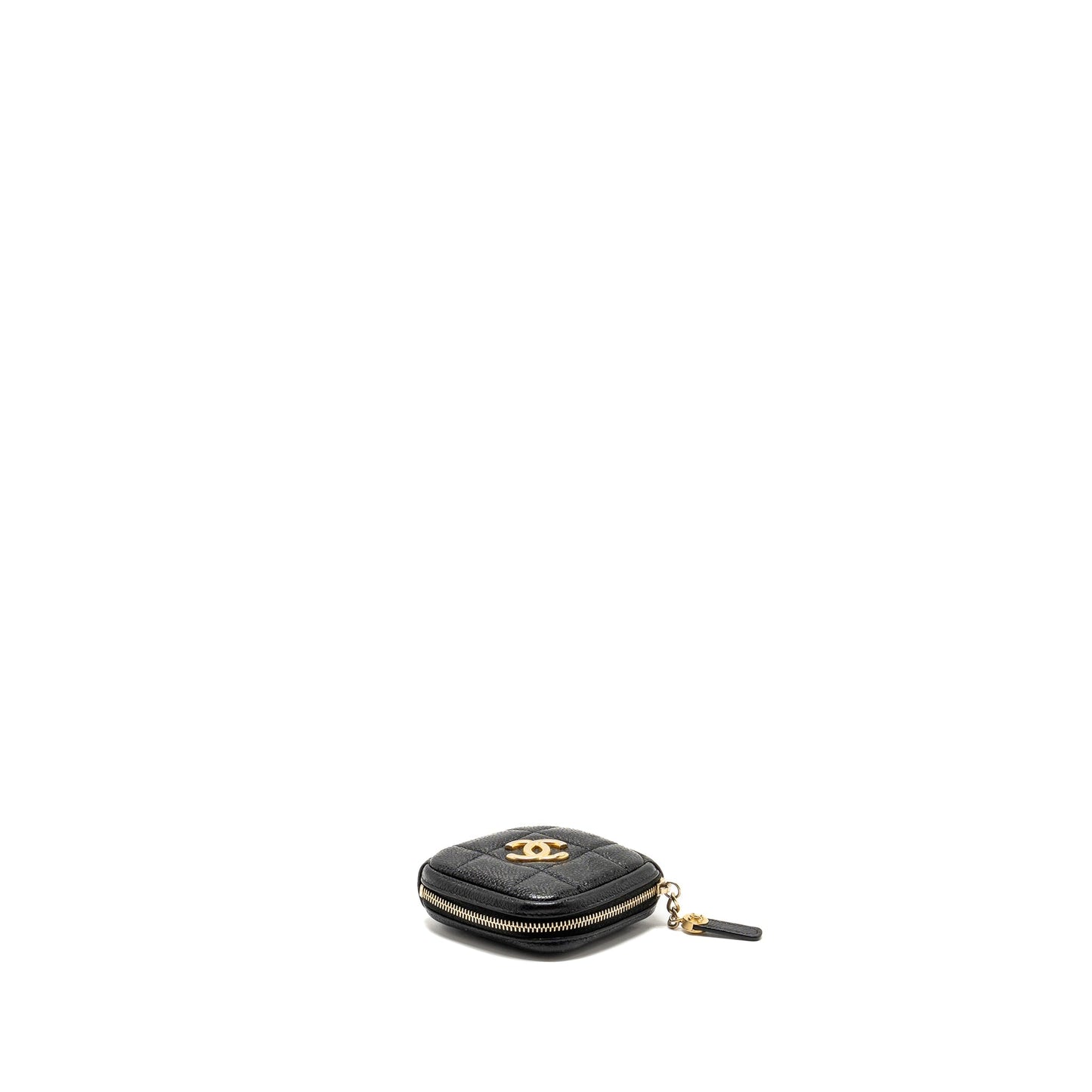 Chanel Quilted Diamond Zipper Coin Purse Caviar Black