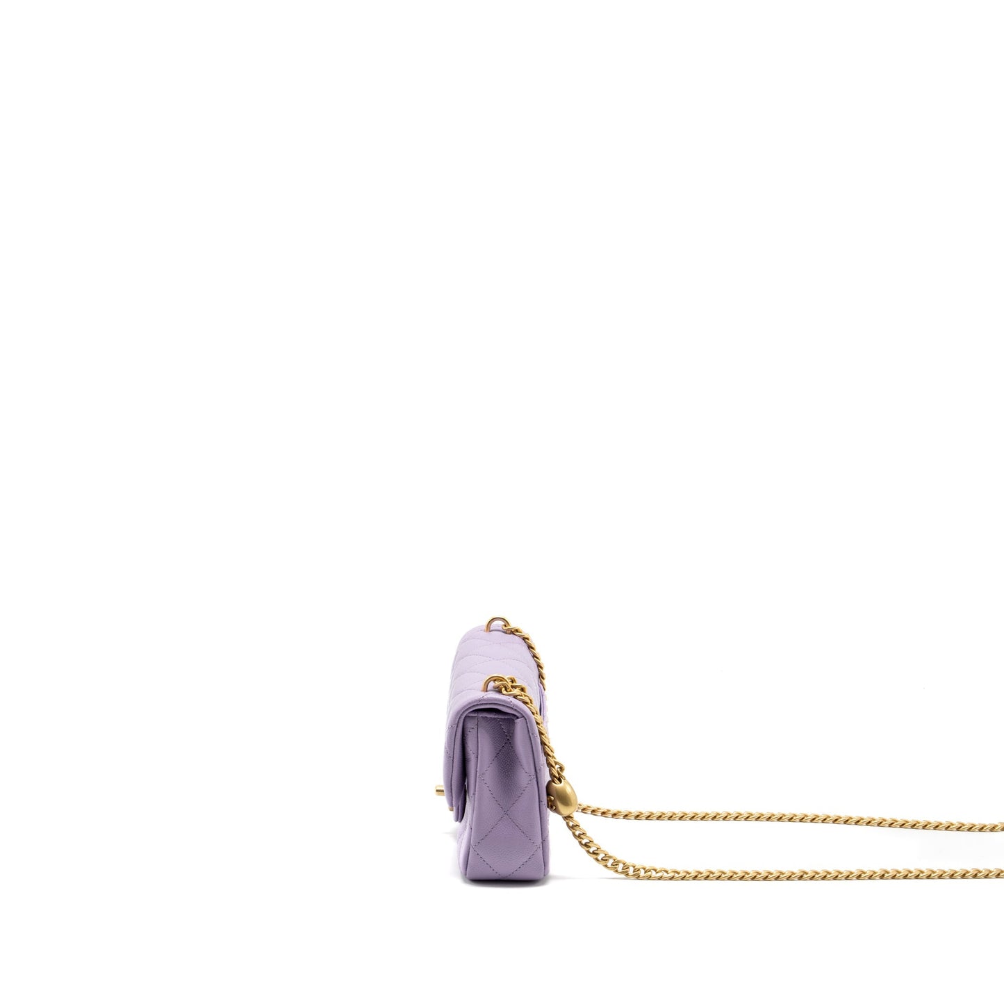 Chanel 24p Coco Love Mini Flap Bag Adjustable Chains Caviar Light Purple  (Microchip)