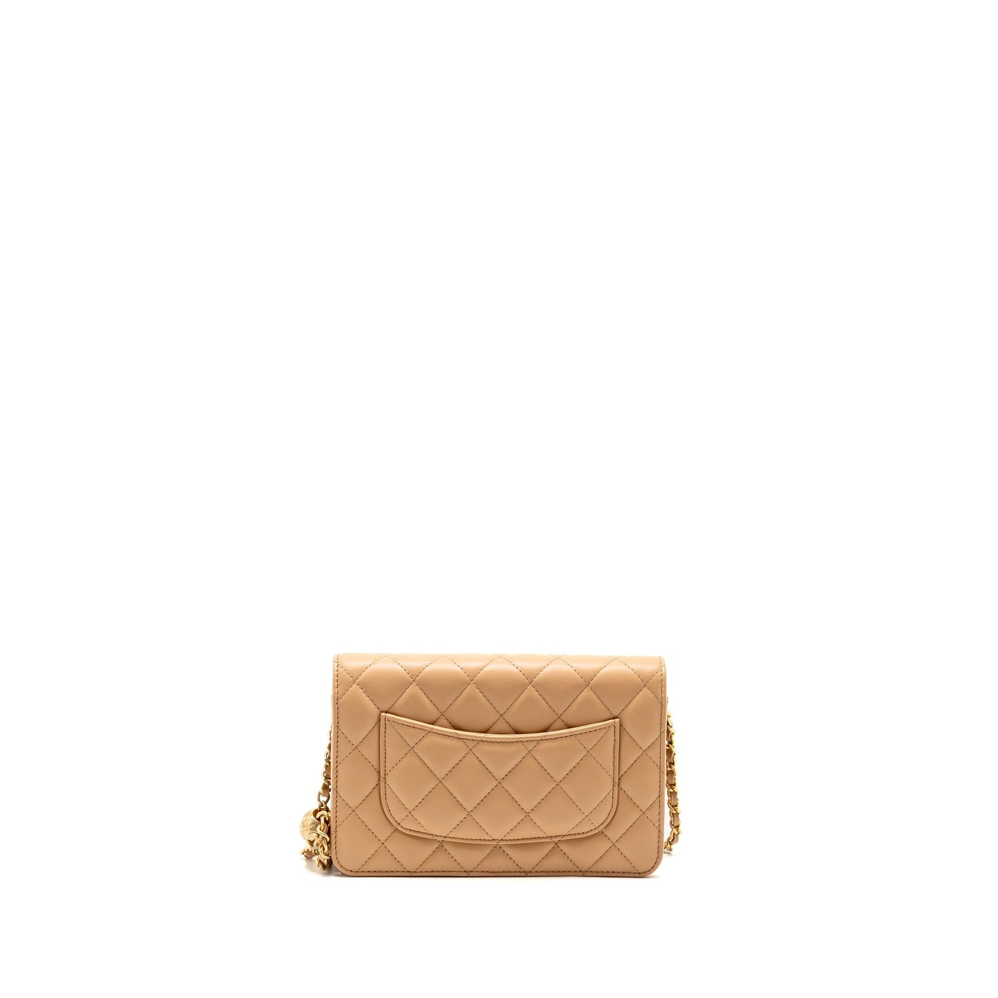 Chanel Pearl Crush Wallet On Chain Lambskin Beige  (microchip)