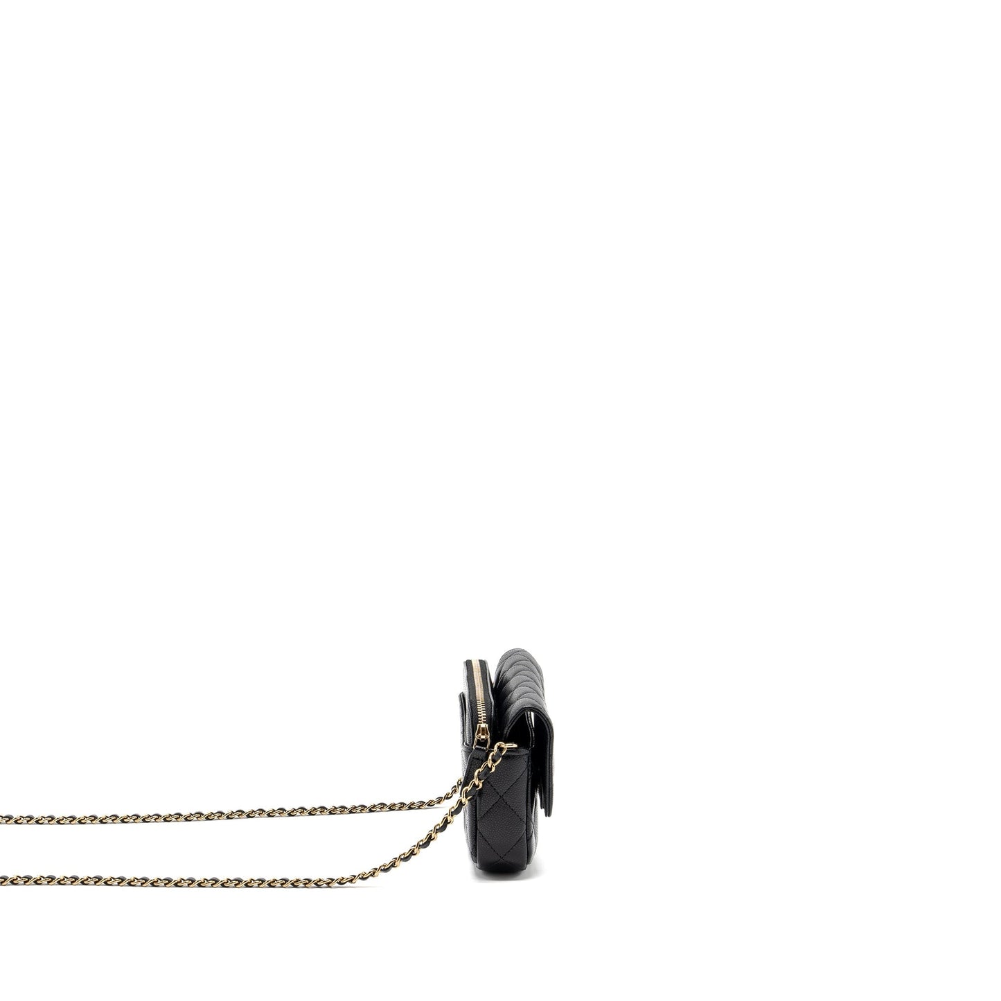 Chanel Double Pocket Wallet On Chain Caviar Black L(Microchip)