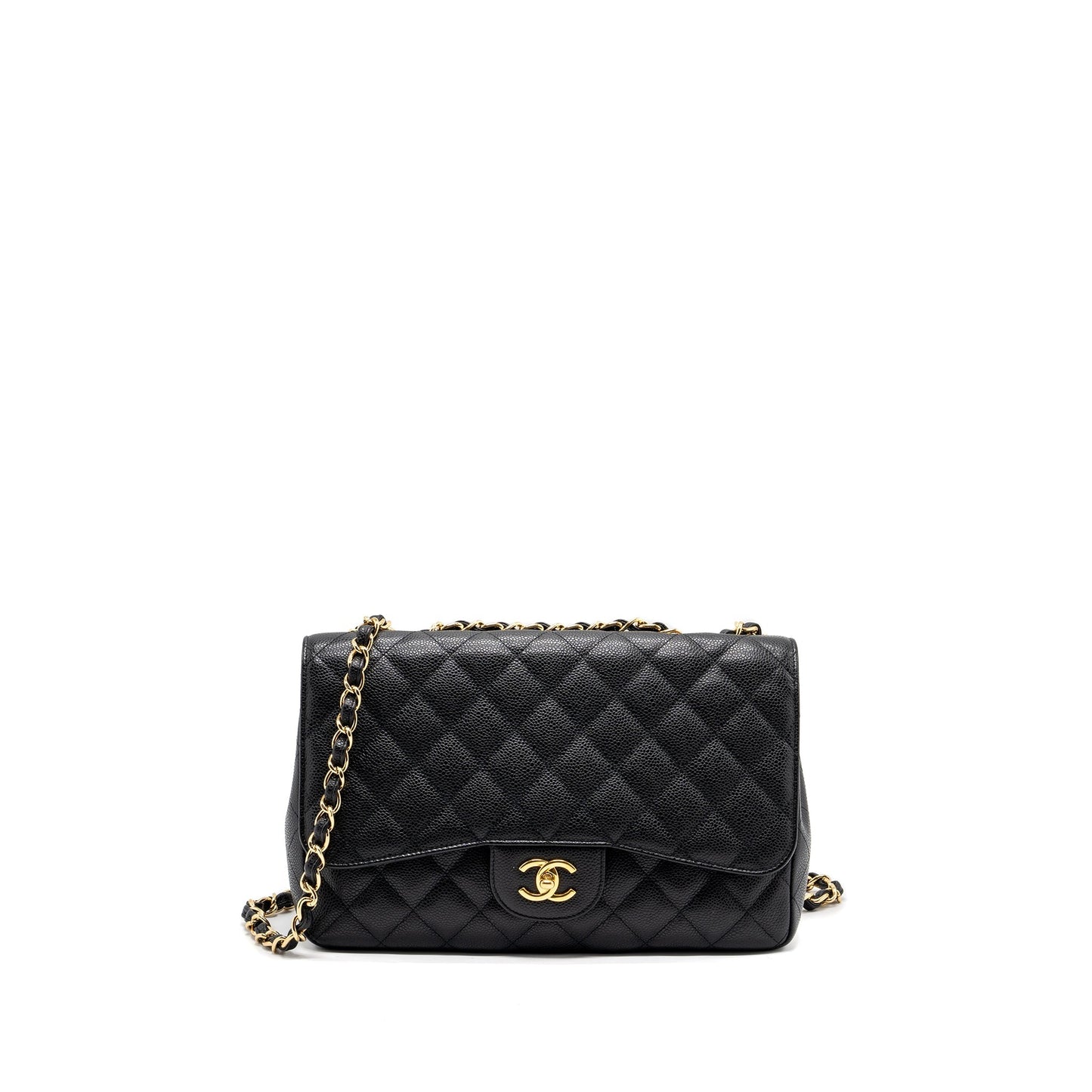 Chanel classic jumbo single flap bag caviar black