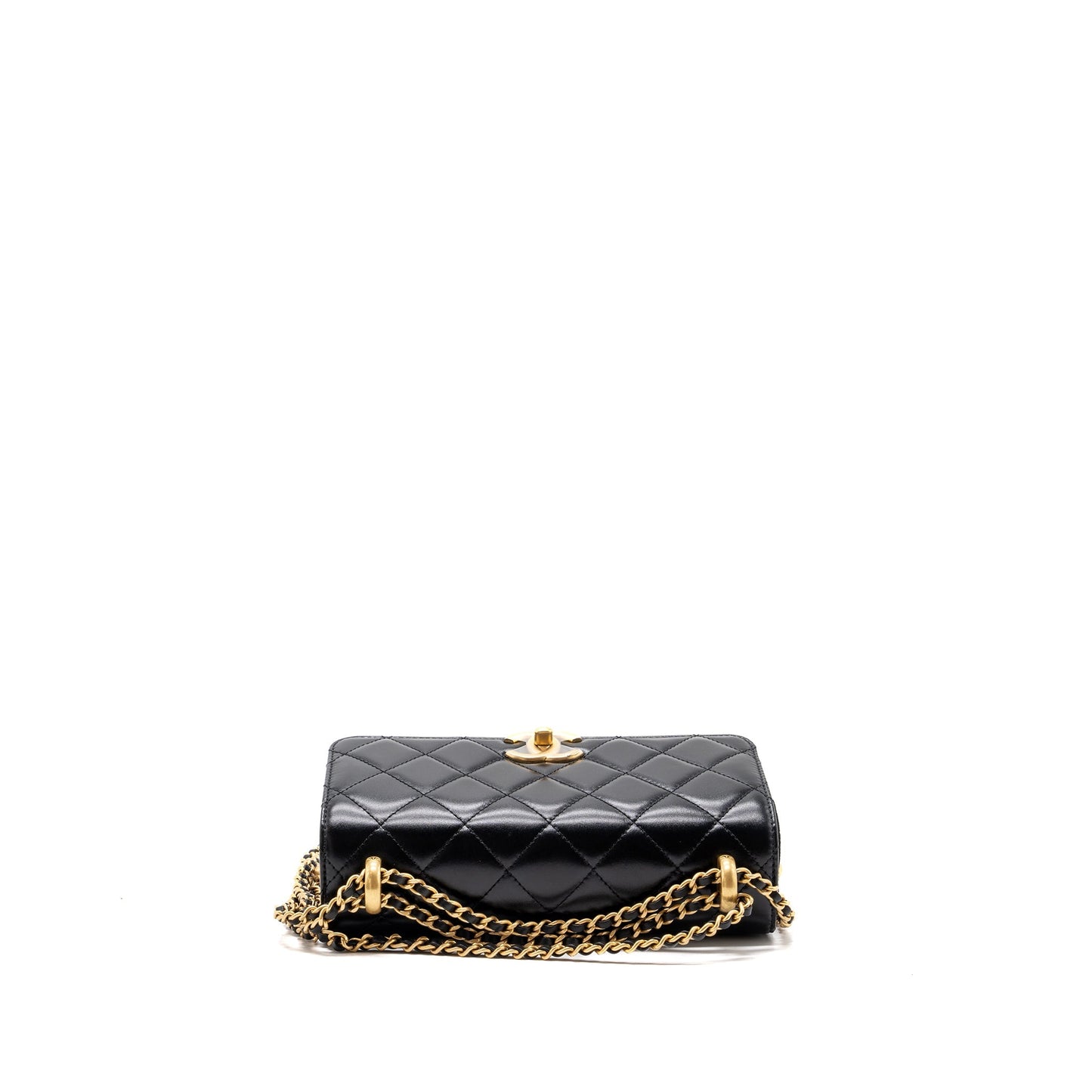 Chanel 24C gold crush flap bag calfskin black  (microchip)