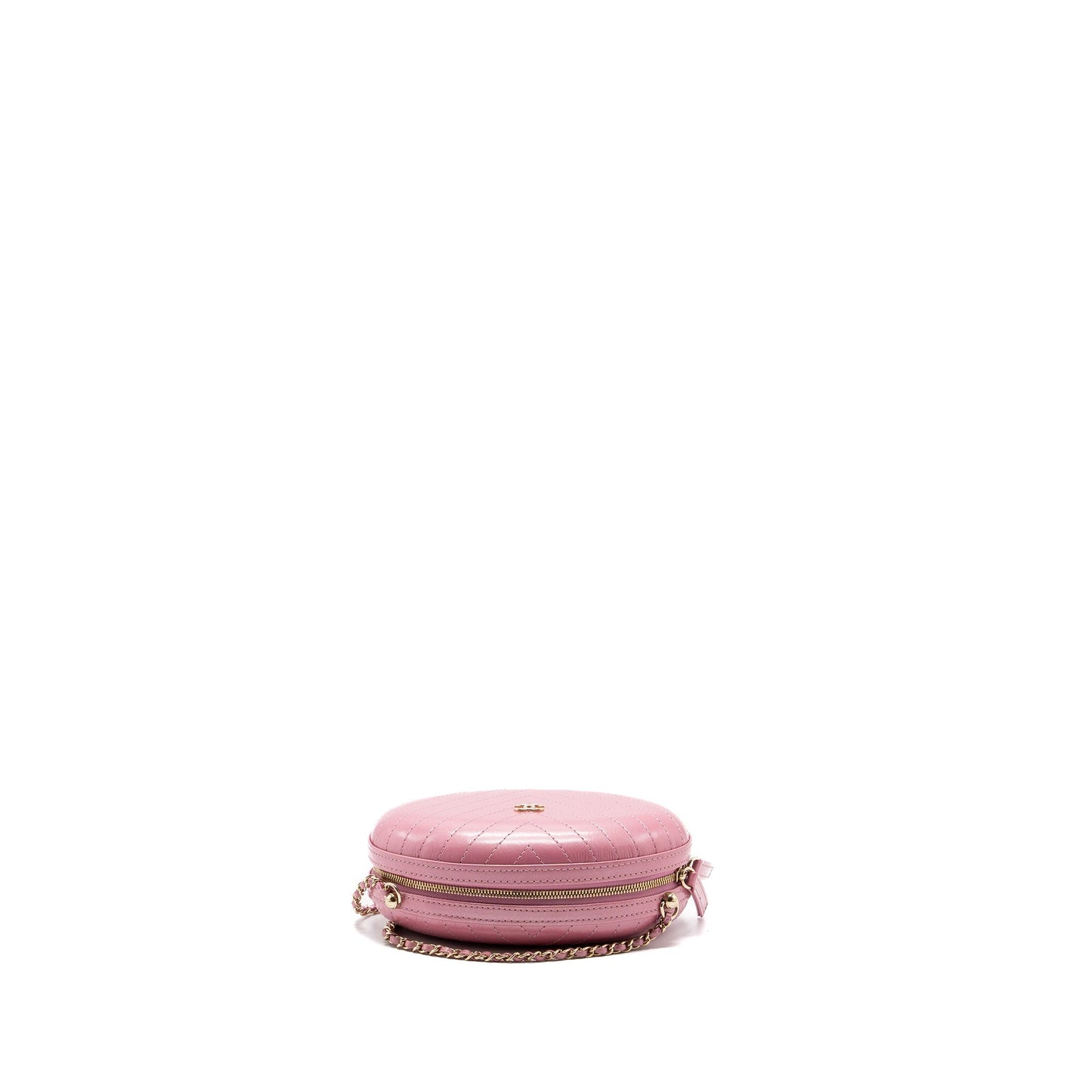 Chanel Oval Chevron Bag Lambskin Pink L