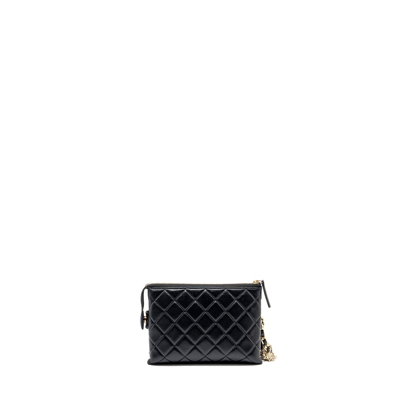 Chanel Coco Charms Quilted Pouch Bag Lambskin Black