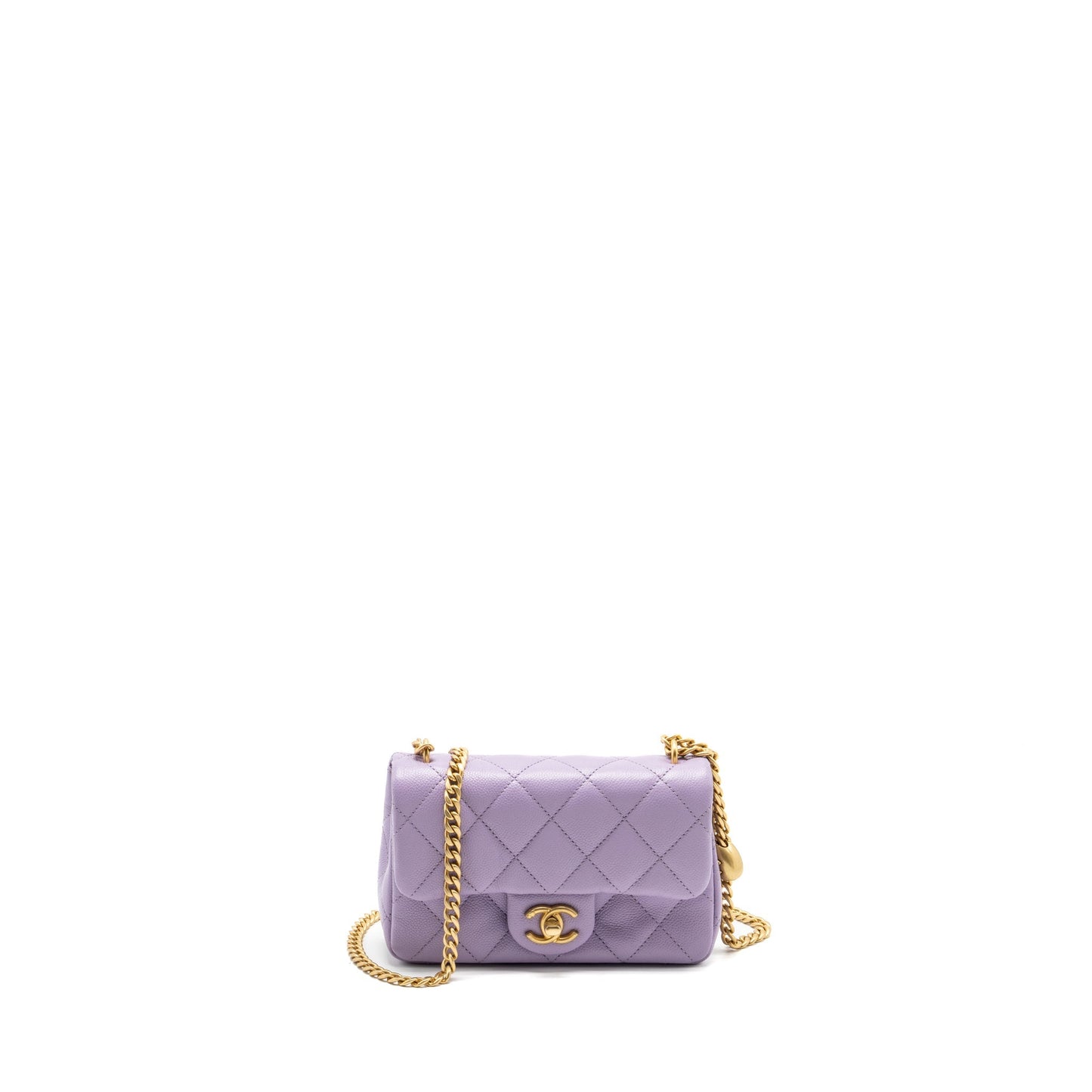 Chanel 24p Coco Love Mini Flap Bag Adjustable Chains Caviar Light Purple  (Microchip)