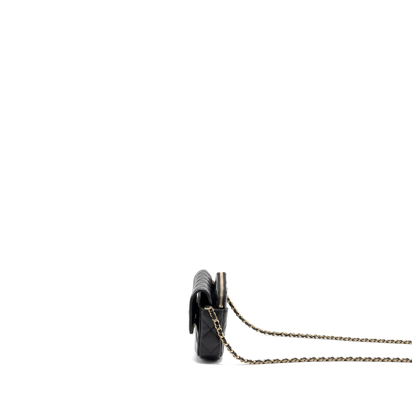 Chanel Double Pocket Wallet On Chain Caviar Black L(Microchip)
