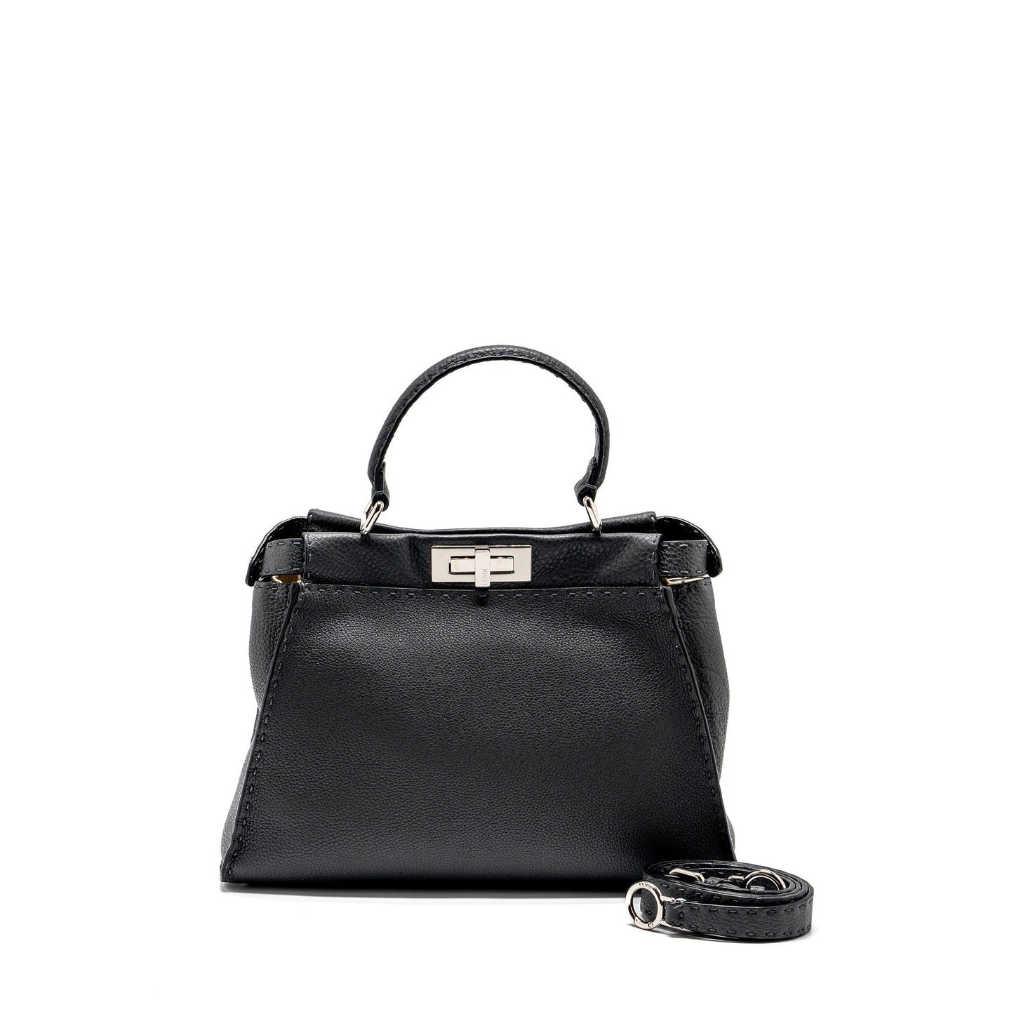 Fendi Medium Peekaboo Purse Selleria Leather Black