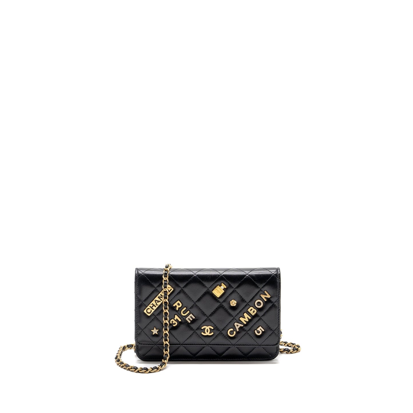 Chanel Classic Wallet On Chain With Charms Lambskin Black