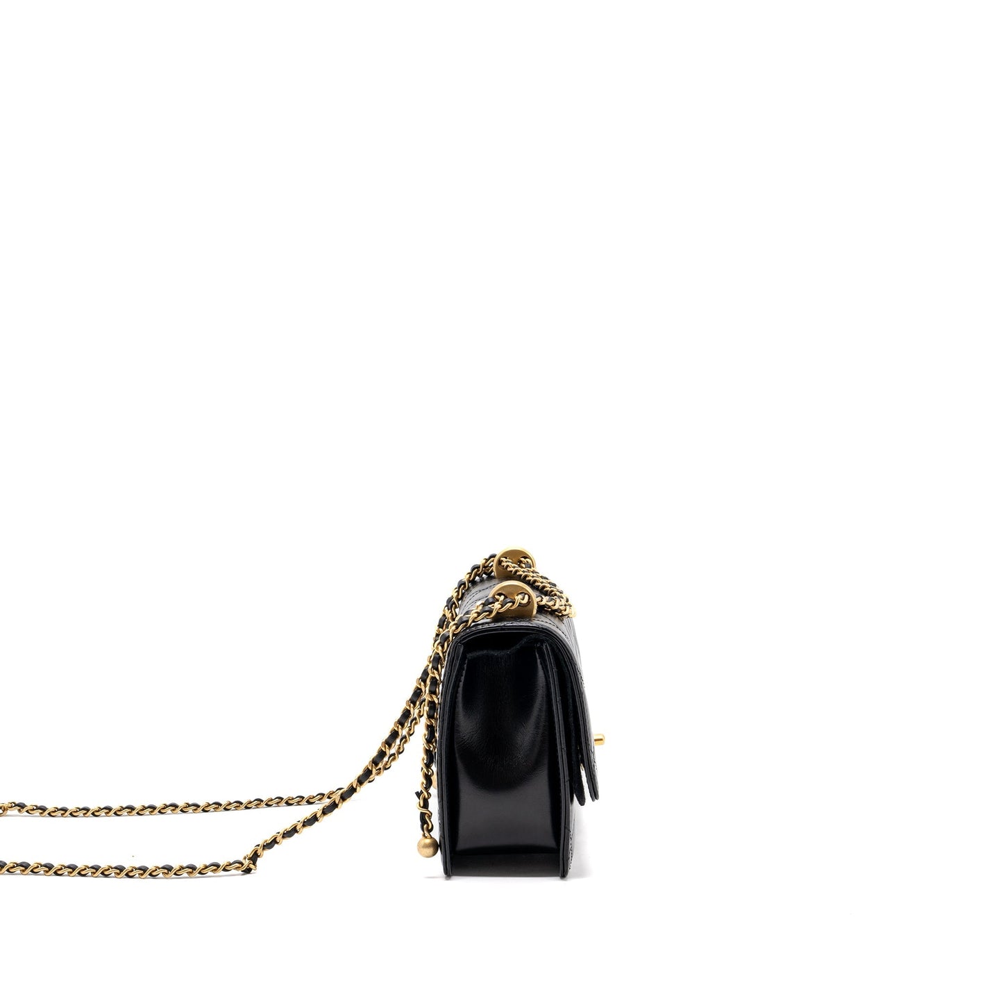 Chanel 24C gold crush flap bag calfskin black  (microchip)