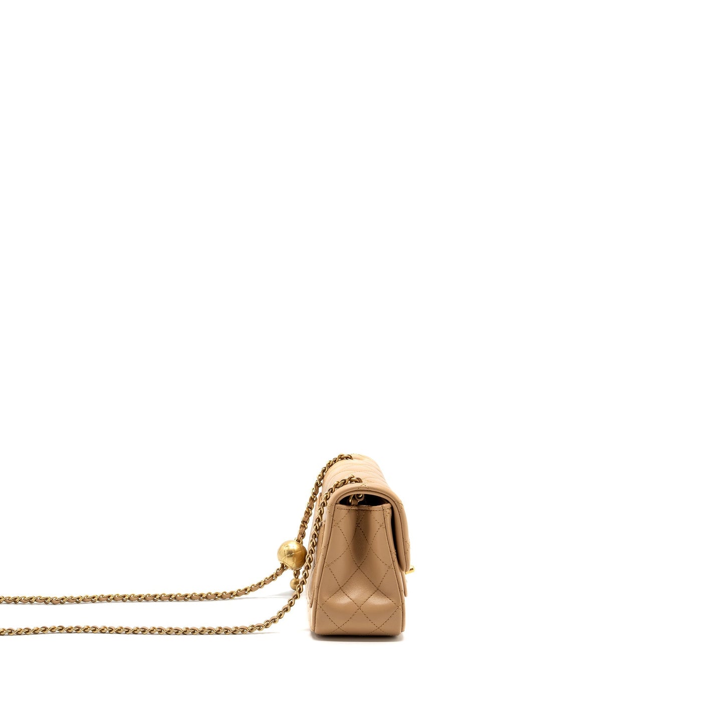 Chanel 23K Pearl Crush mini square Flap bag lambskin beige  (Microchip)