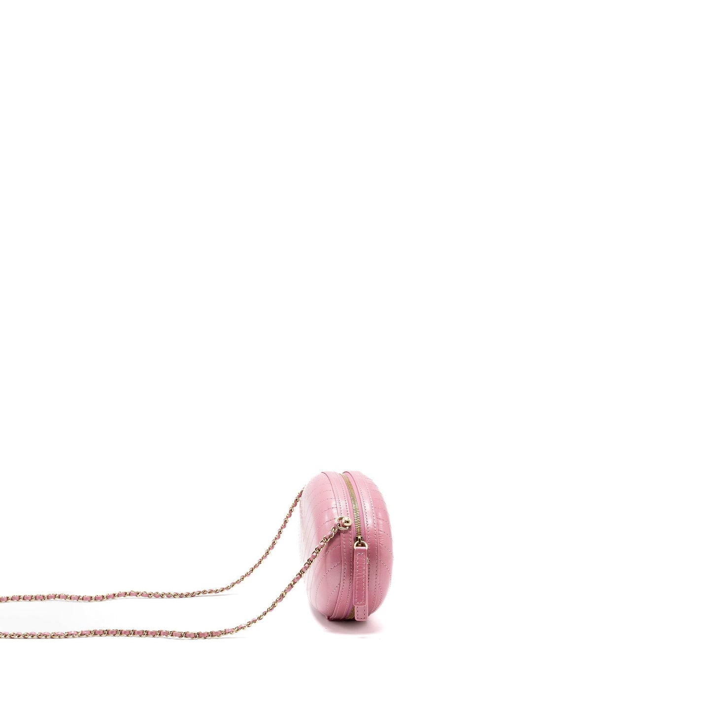 Chanel Oval Chevron Bag Lambskin Pink L