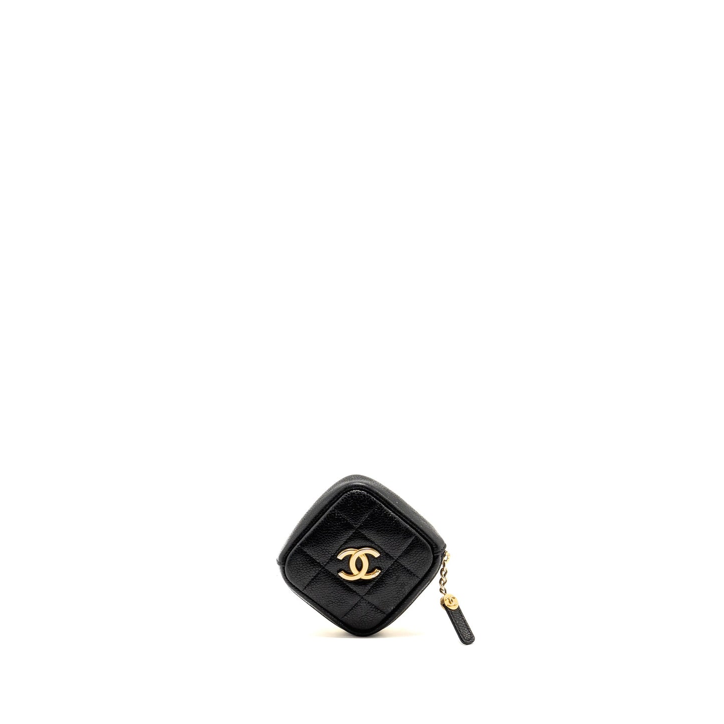 Chanel Quilted Diamond Zipper Coin Purse Caviar Black