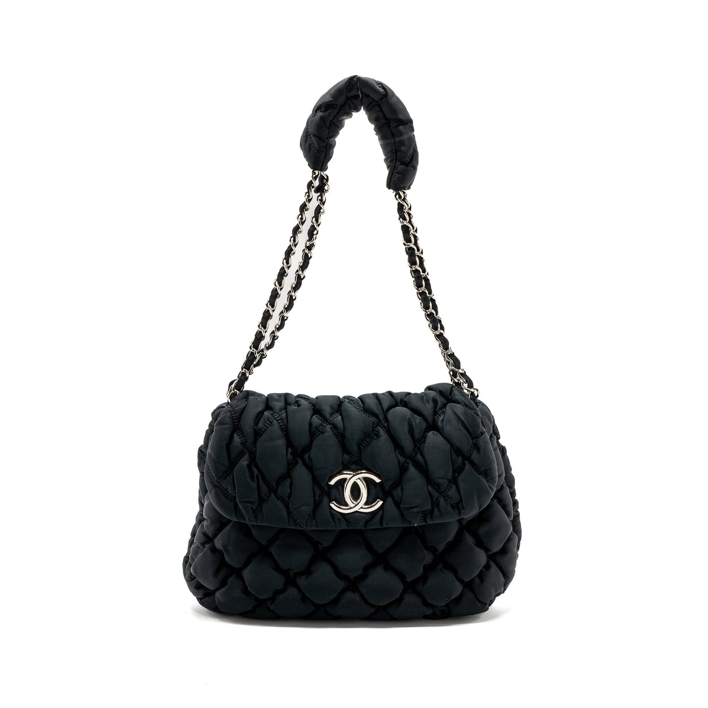 Chanel quilted flap shoulder bag nylon black