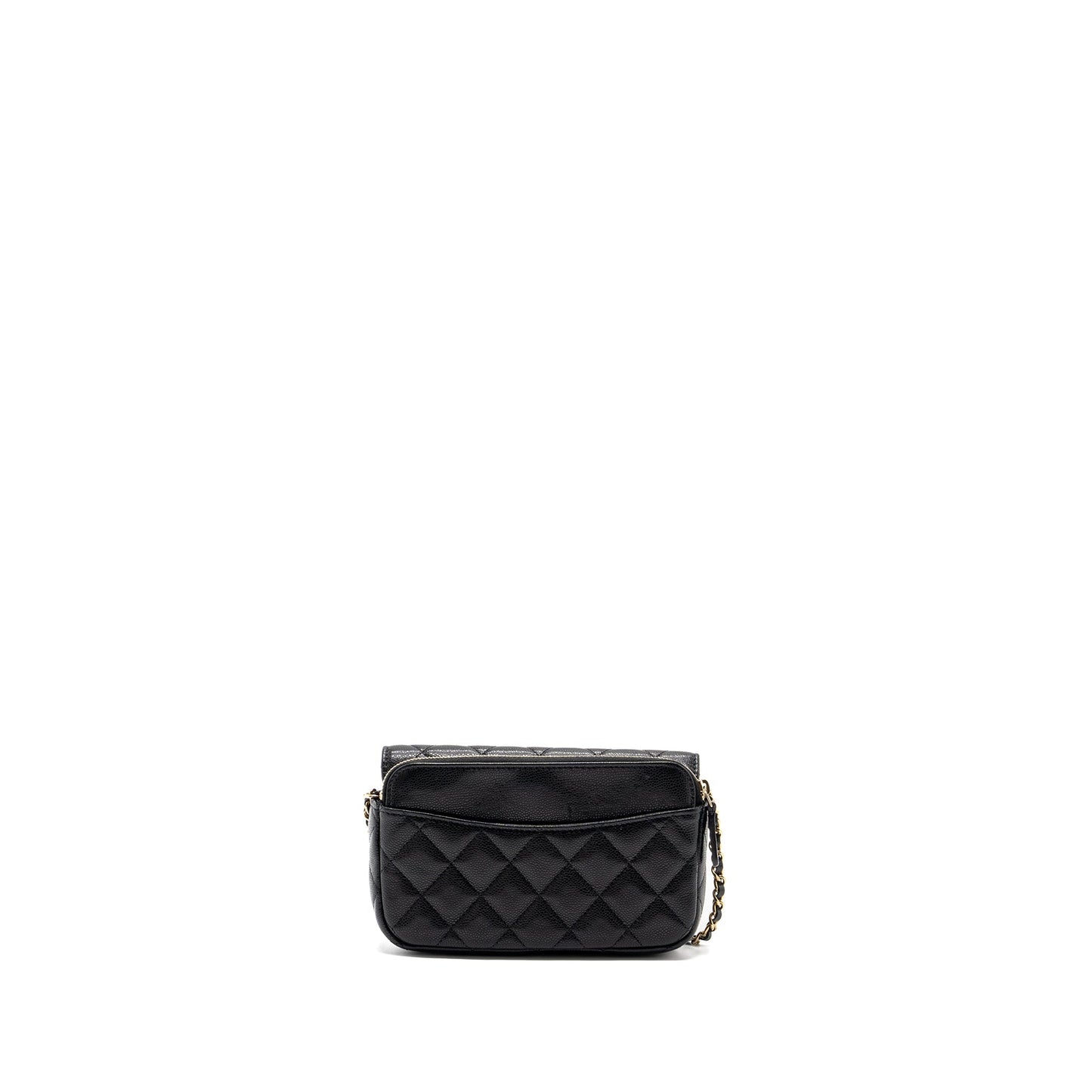 Chanel Double Pocket Wallet On Chain Caviar Black L(Microchip)